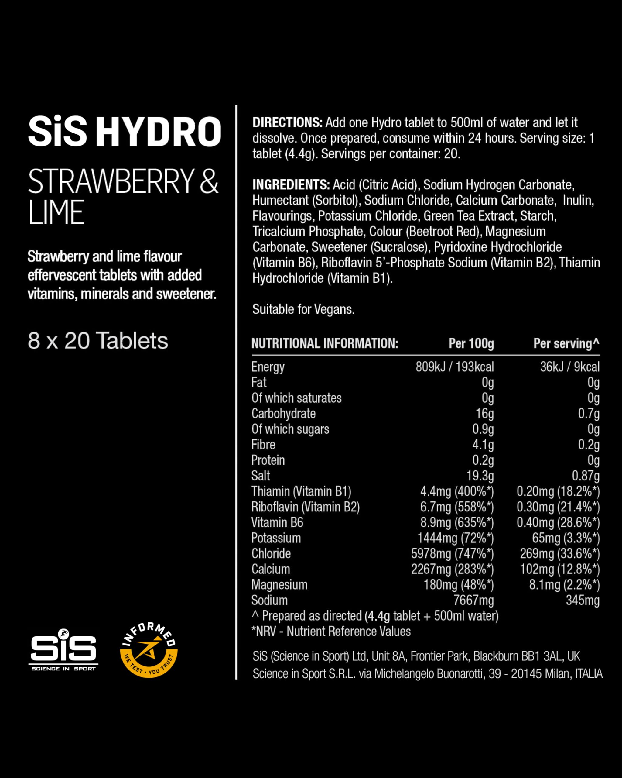 Science in Sport Hydro Electrolyte Tablets 160 pcs. Strawberry & Lime – Vegan & Gluten-Free 5