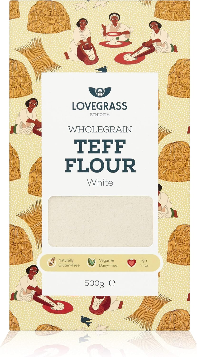 Lovegrass Habesha White Teff Flour - 500g - Gluten Free, Vegan, Whole Grain