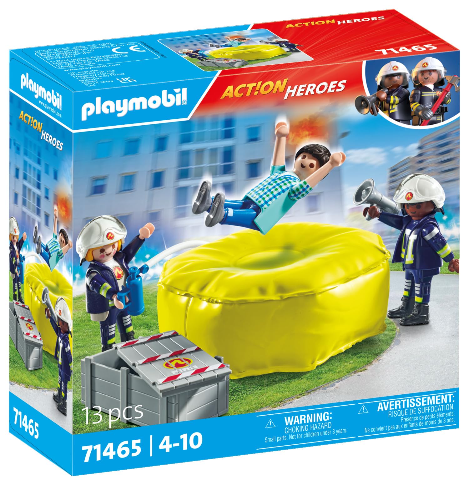 Playmobil 71465 Action Heroes: Firefighters with Air Pillow - Rescue Playset for Kids 4+ 7