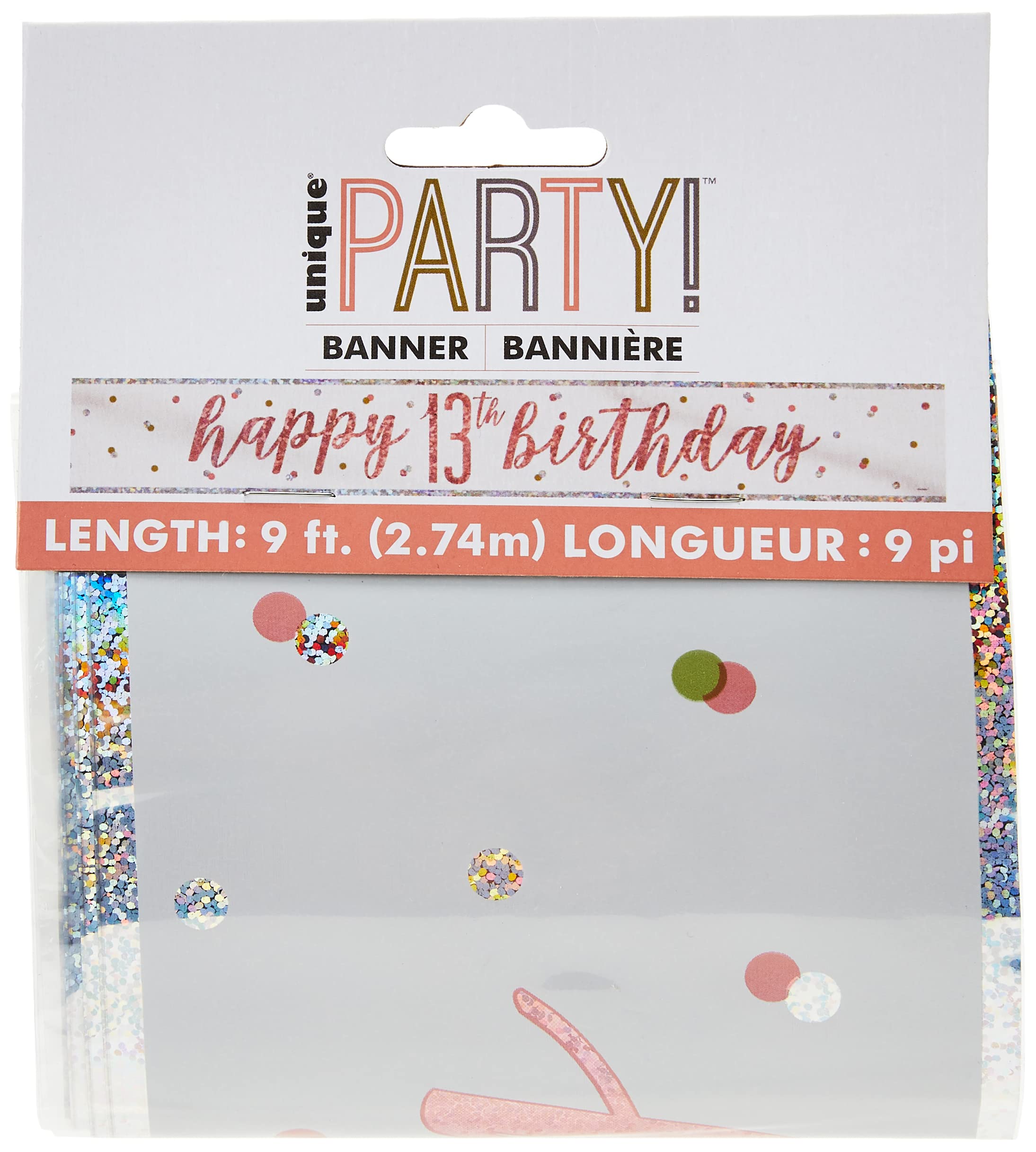 Unique - Rose Gold 13th Glitz Prism Birthday Banner (274cm)