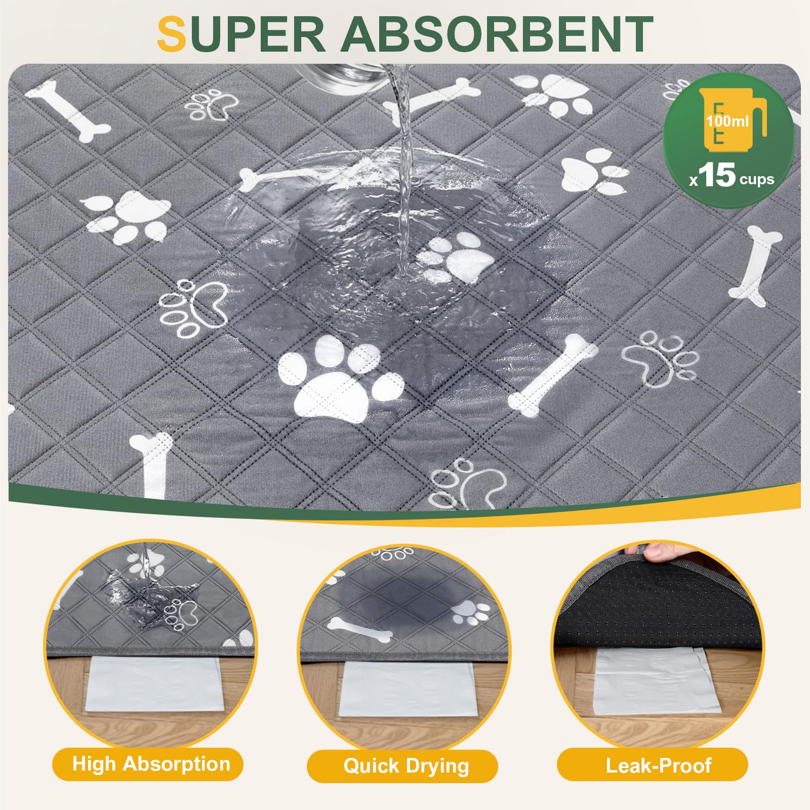 Gimars Reusable Training Pads - 100x70 cm, 2 Pack, Super Absorbent