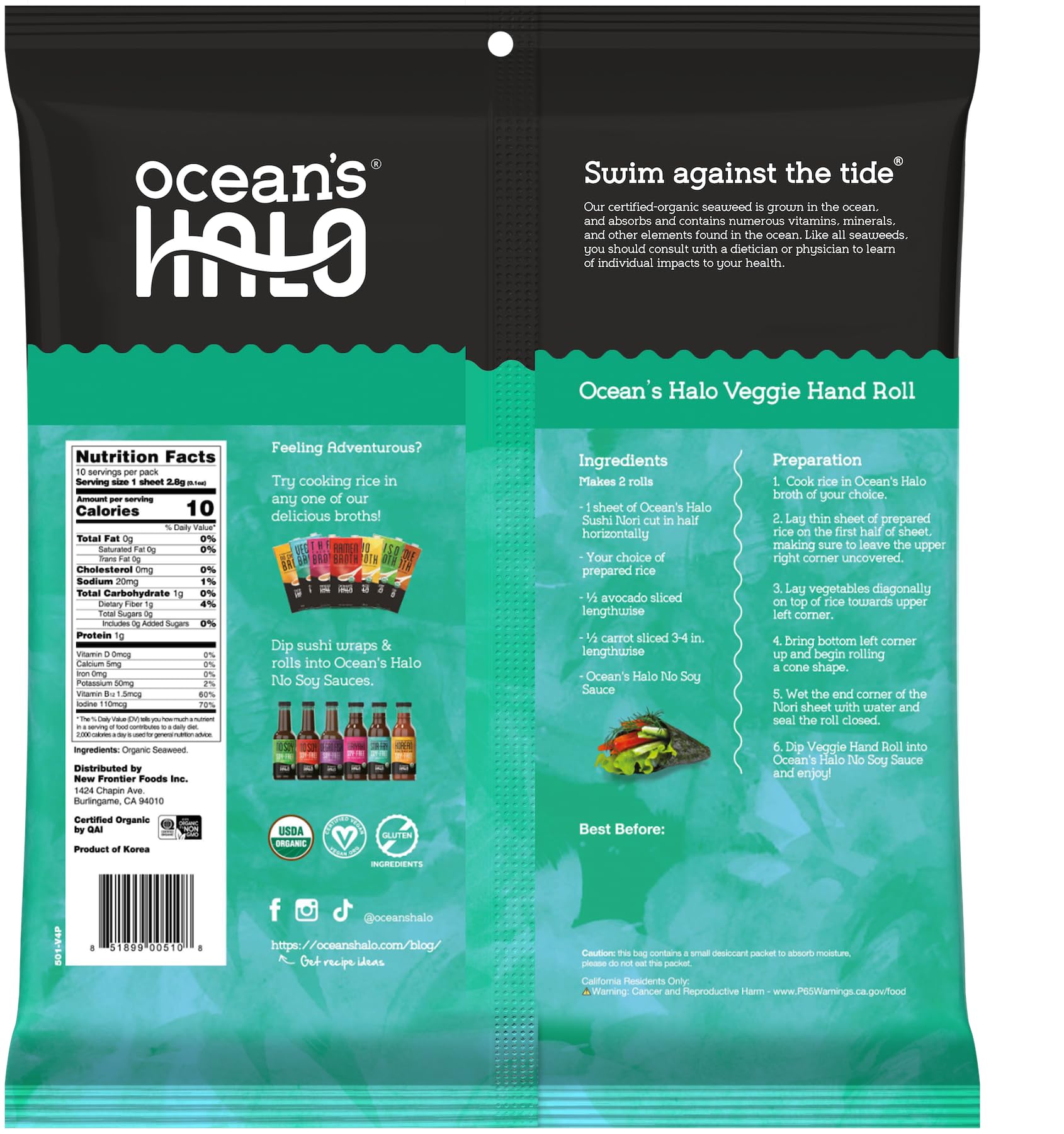 Ocean's Halo - Organic Sushi Nori Seaweed Sheets, Gluten-Free & Vegan 4