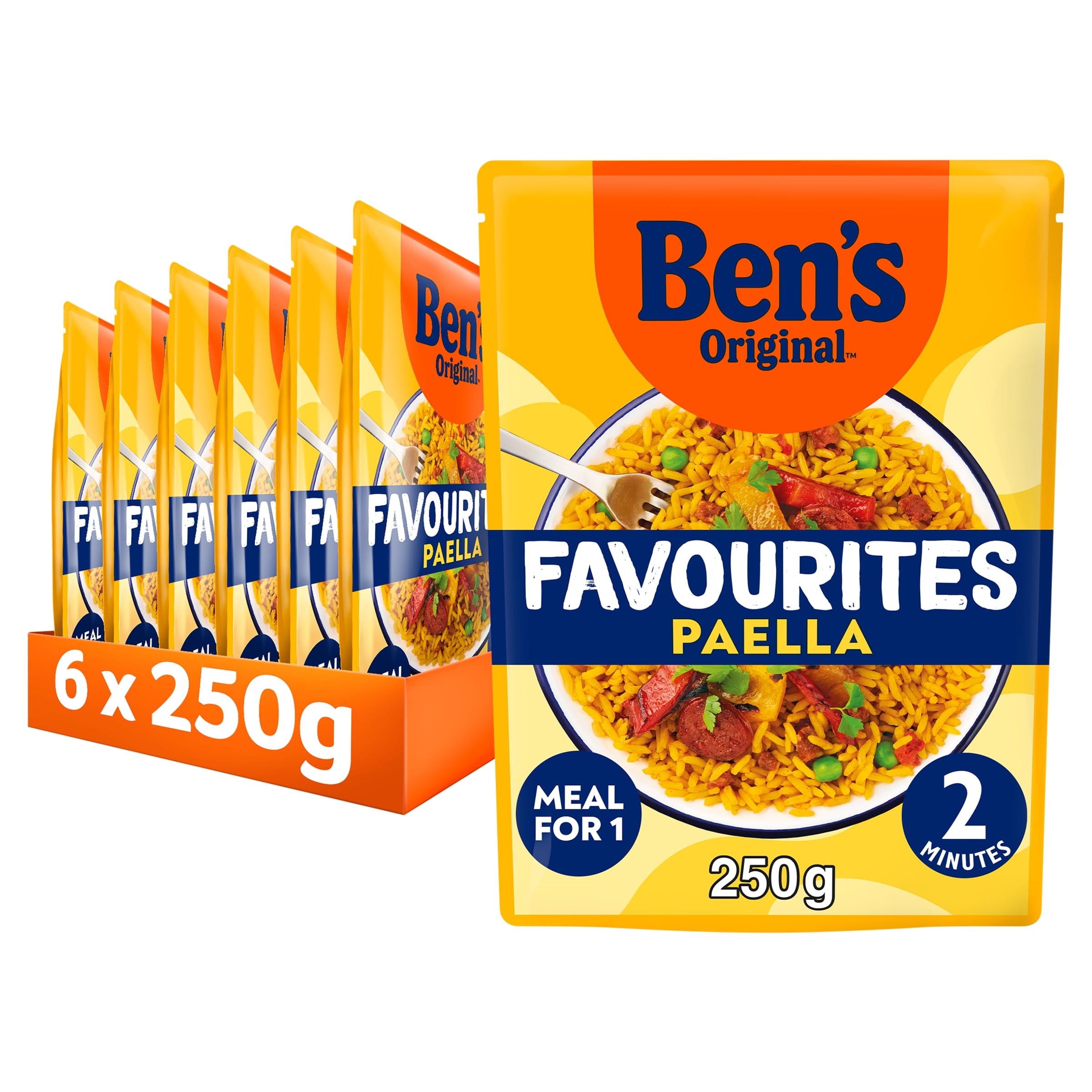 Ben's Original - Favourites Paella Chorizo and Vegetable Microwave Rice Meal (6x 250g)