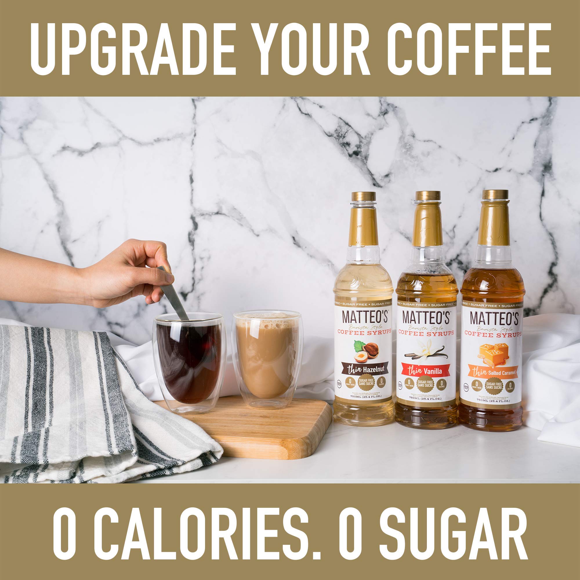 Matteo's Sugar Free Coffee Syrup - Mocha Flavor | 0 Calories | Keto Friendly | 750 ml