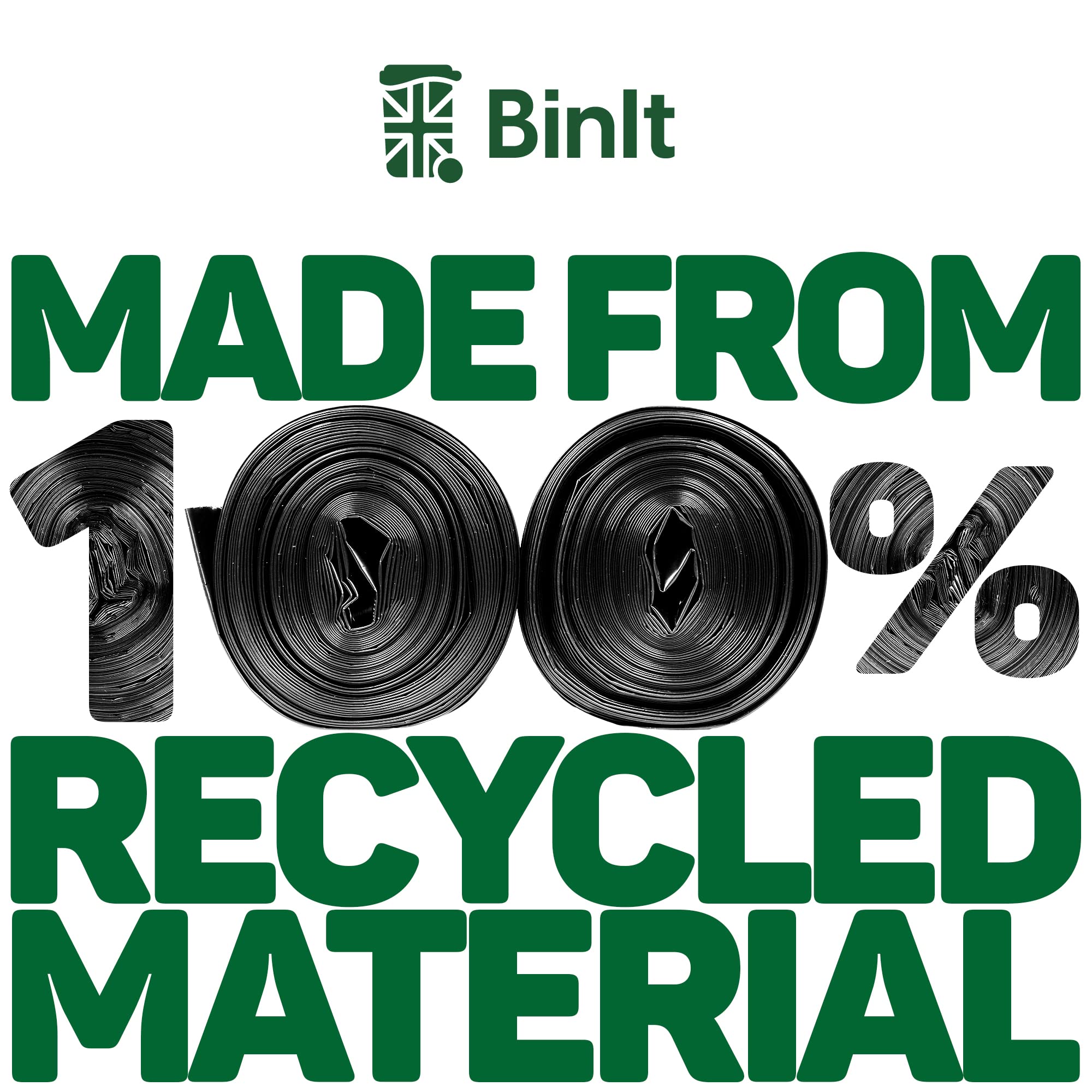 BIN IT Wheelie Bin Liners - 240 Litre Capacity, 20 Count, Black, 100% Recycled LDPE 2
