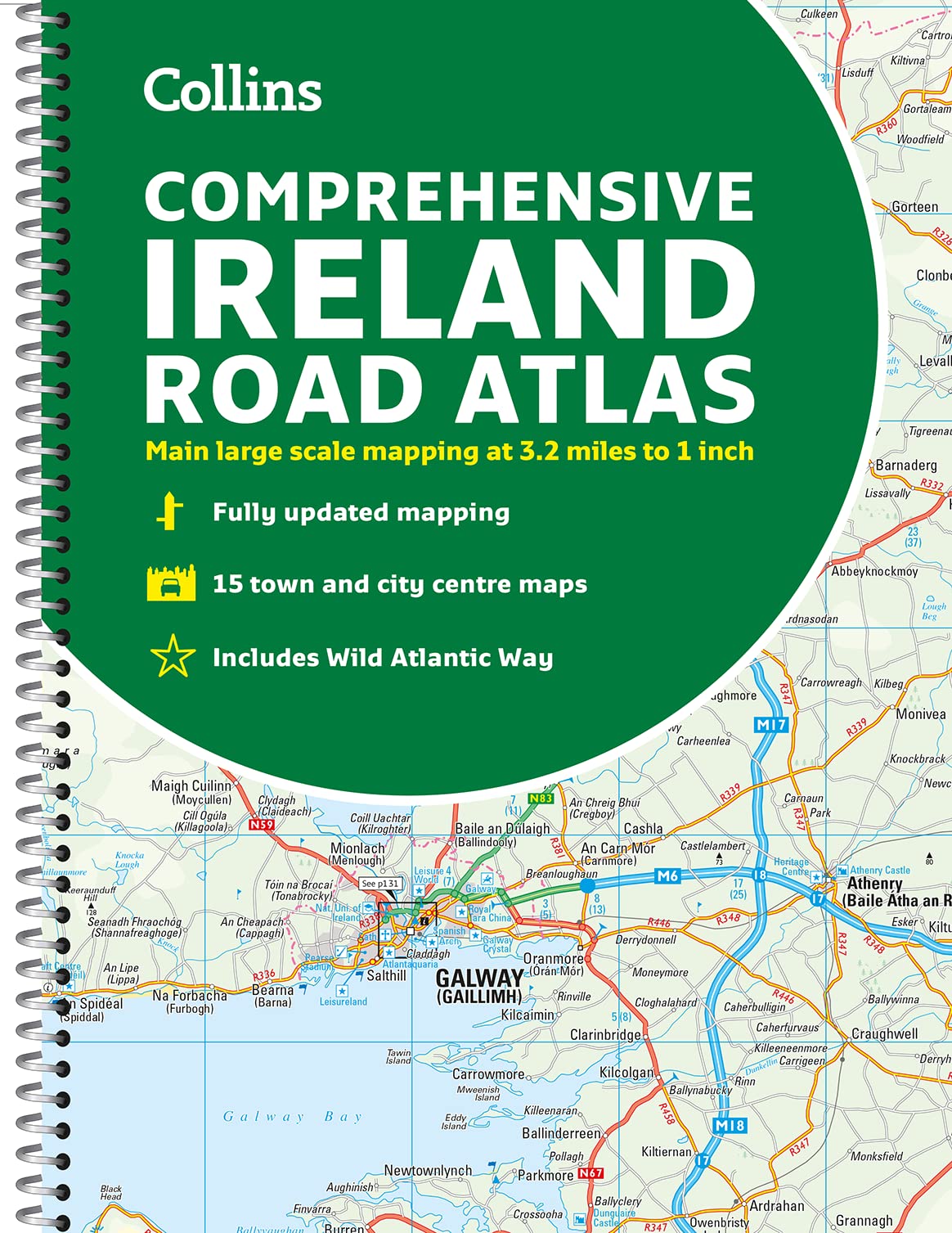 Collins Comprehensive Road Atlas Ireland - Spiral Bound A4 | 160 Pages | English Language