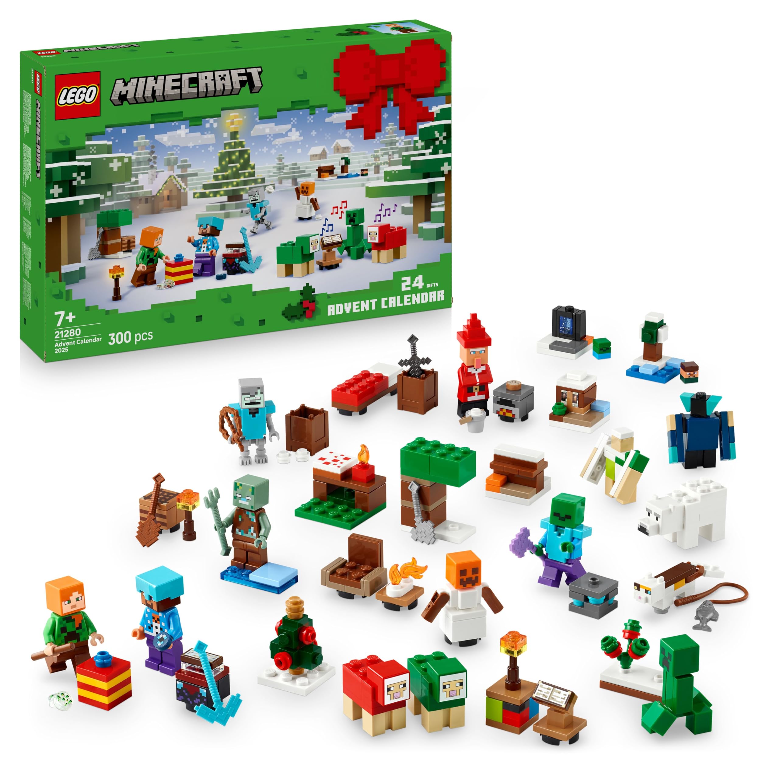 LEGO Minecraft Advent Calendar 2025 - 24-Day Buildable Toy with Minifigures & Winter Village Set