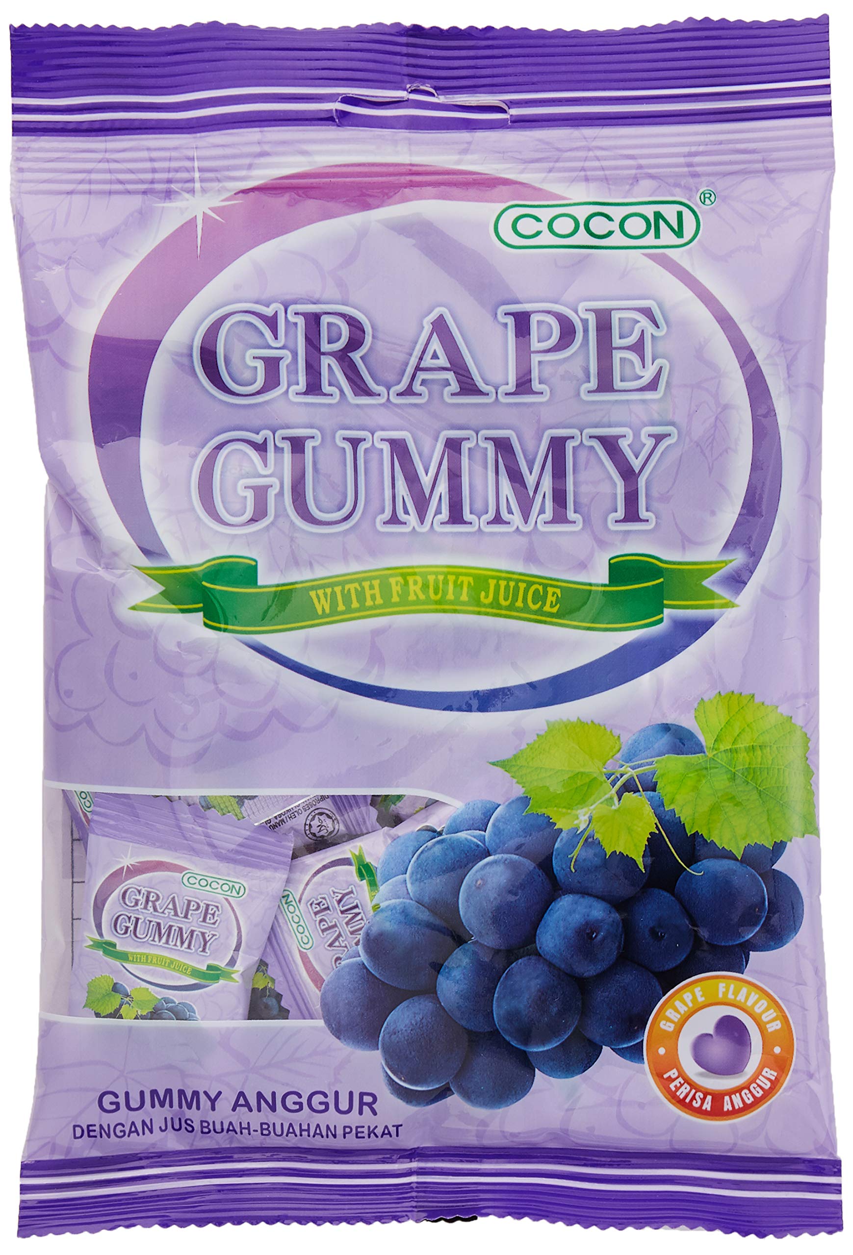 Cocon Gummy Grape Jelly Sweets 100g - Individually Wrapped Fruit-Flavored Chewy Candies