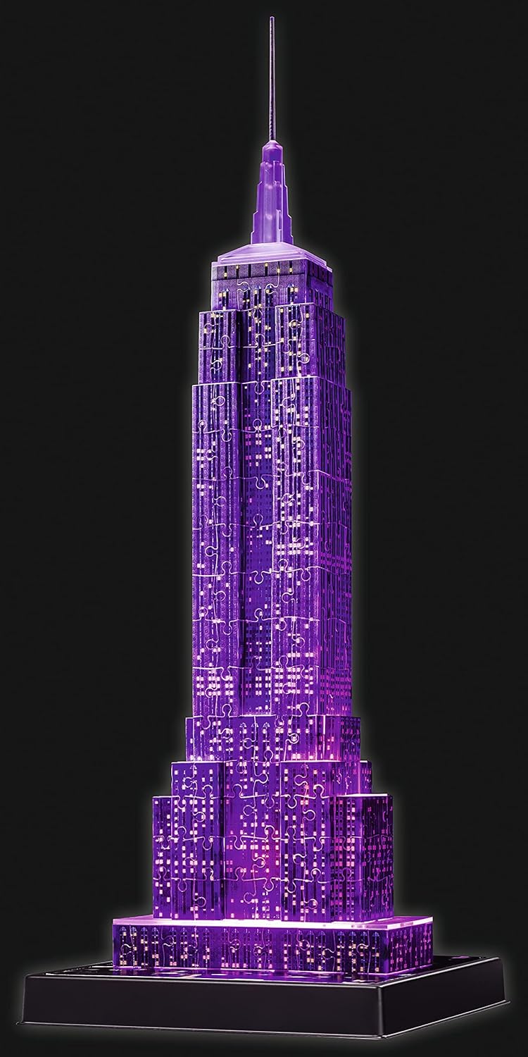 Ravensburger Empire State Building 3D Puzzle - Night Edition with LED Lighting, 216 Pieces 11