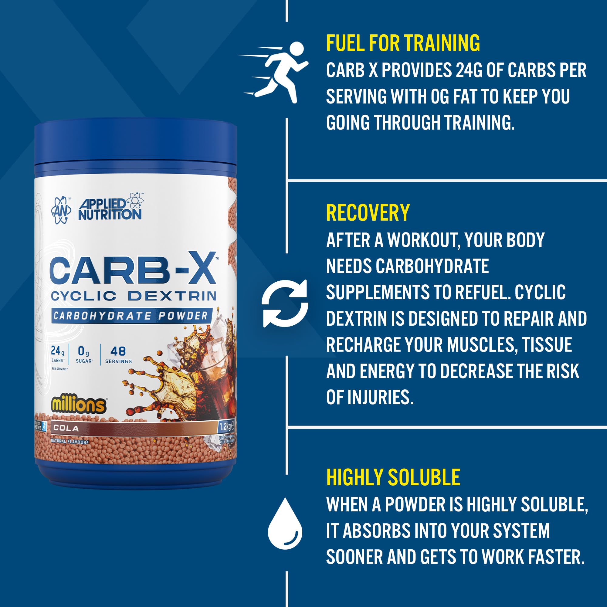 Applied Nutrition Carb X Highly Branched Cyclic Dextrin Carbohydrates Powder | 1200g Tub | Vegan, Gluten-Free 3