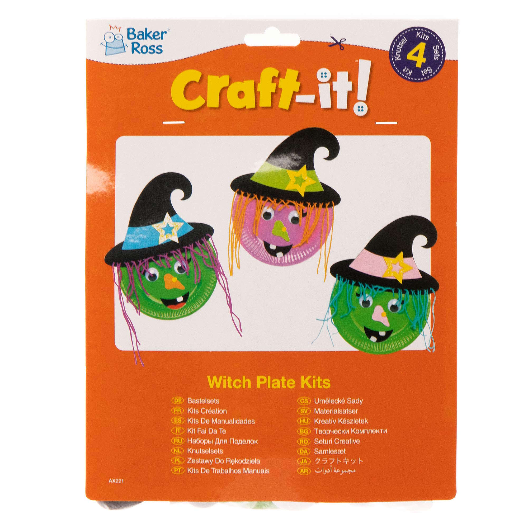 Baker Ross Witch Paper Plate Decoration Kit - Pack of 4, Halloween Craft Supplies 5