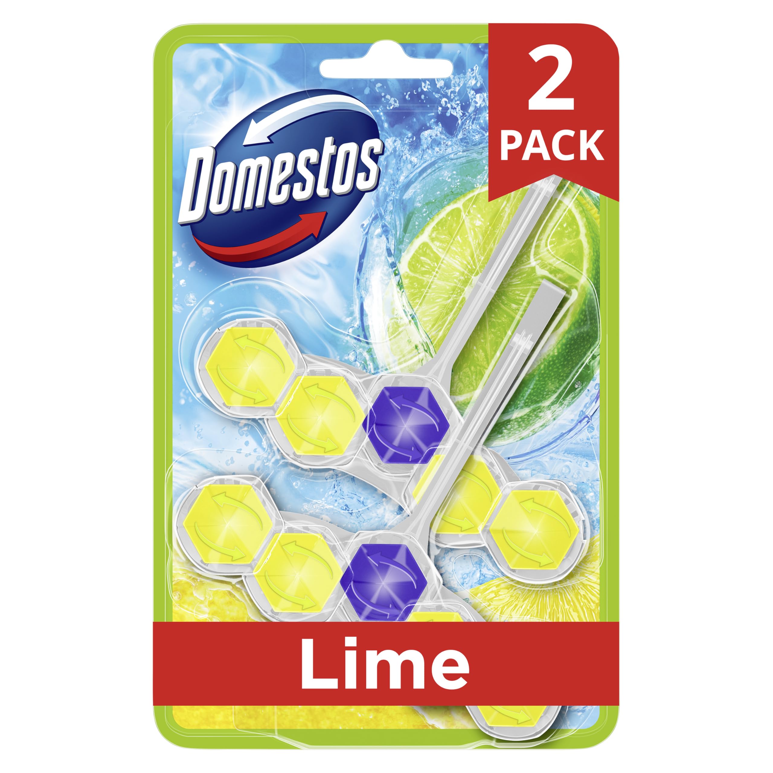 Domestos Power 5 Lime Toilet Rim Blocks - 2 Count (50g Each) | Limescale Prevention & Rich Foam 1
