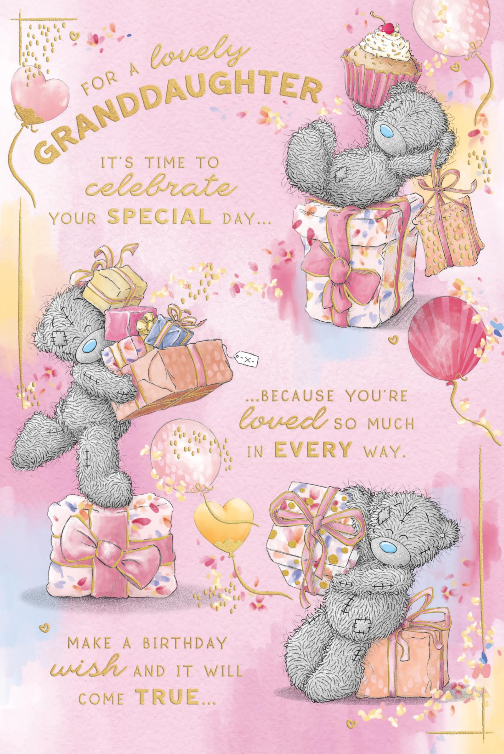 Me To You Tatty Teddy Lovely Granddaughter Birthday Card | Gold Foil | 6 x 9 inches 1