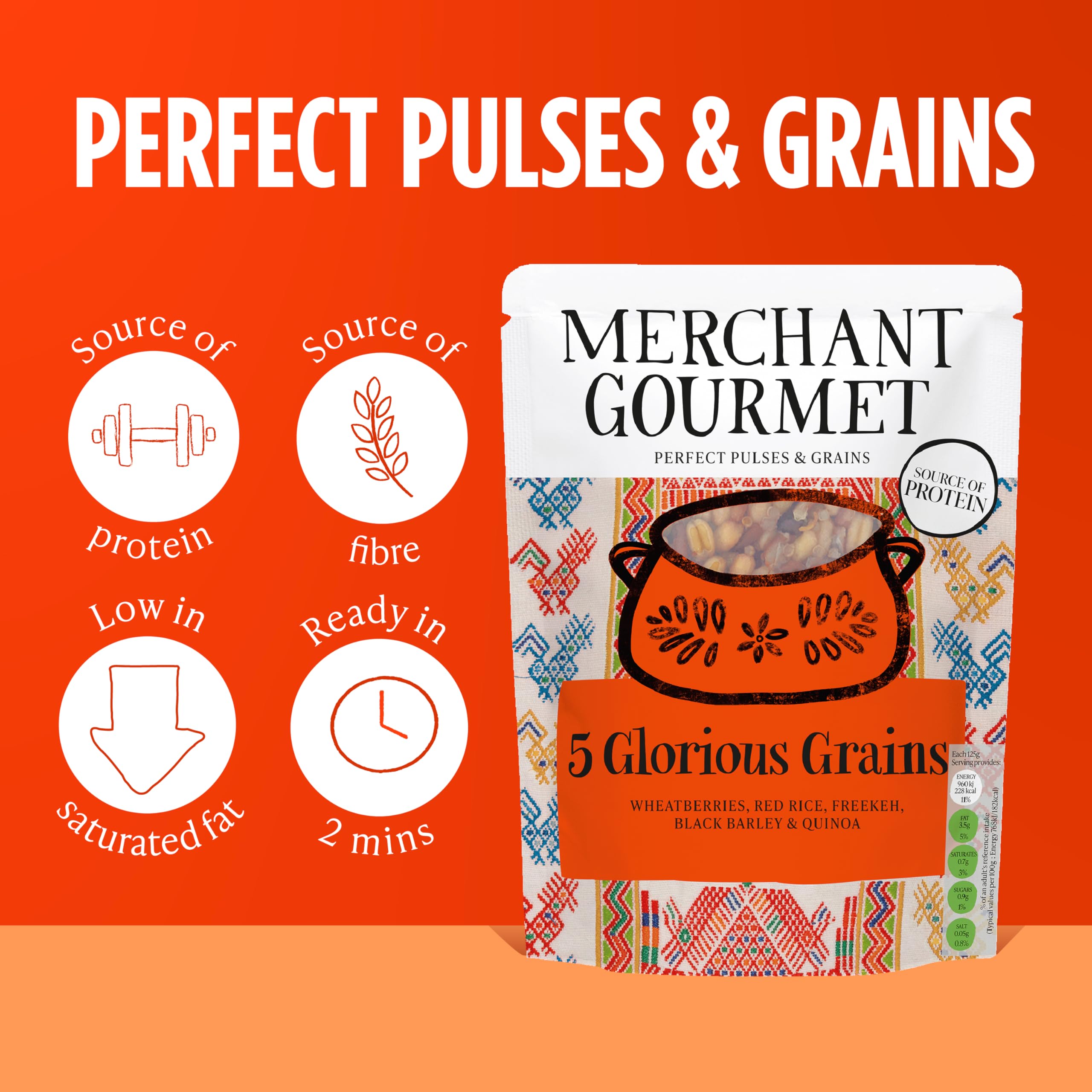 Merchant Gourmet Simply Cooked Glorious Grains with Red Rice & Quinoa - 6 x 250g Pouches 3