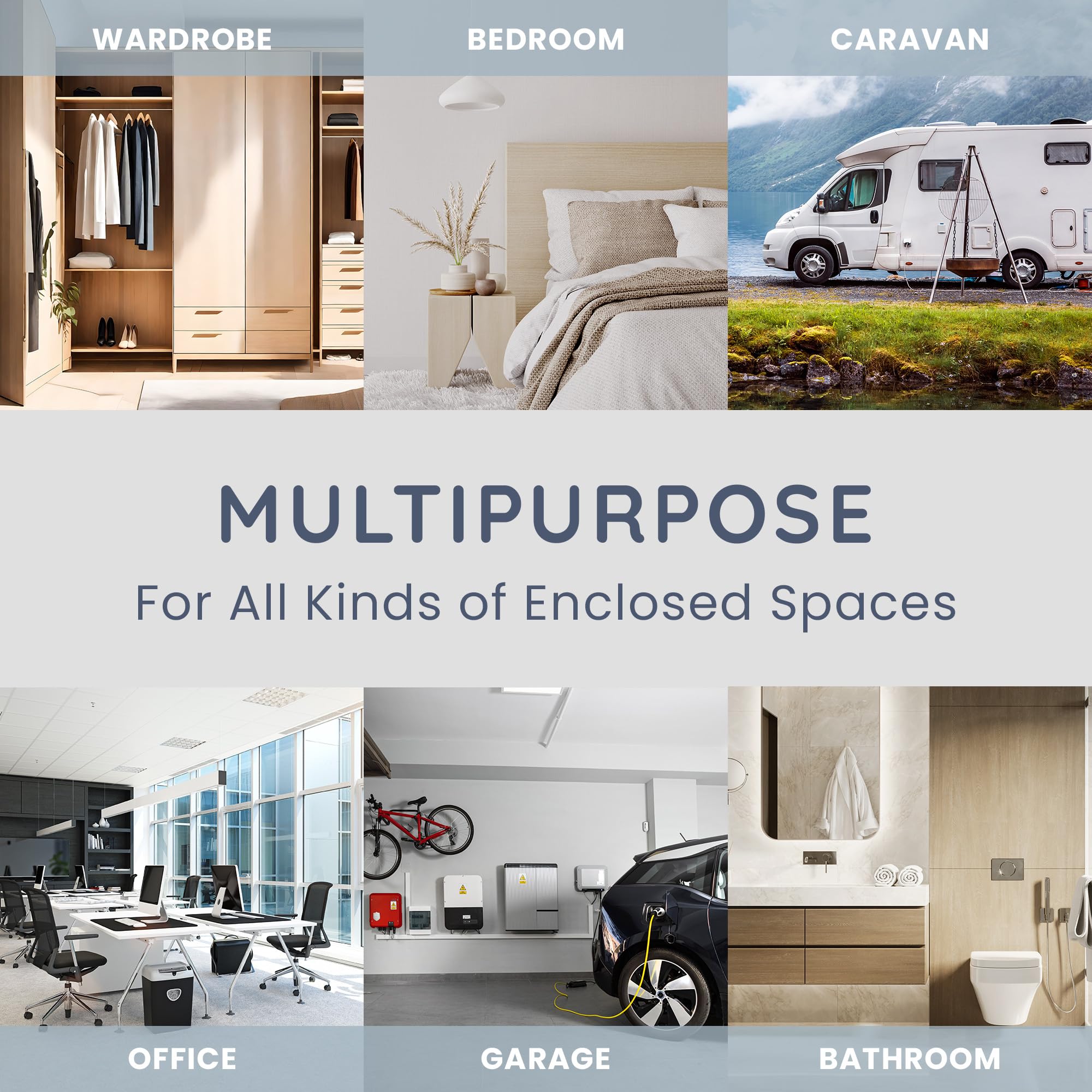 CUQOO - Hanging Wardrobe Dehumidifier Bags Disposable Moisture Absorber 6 Pack 6