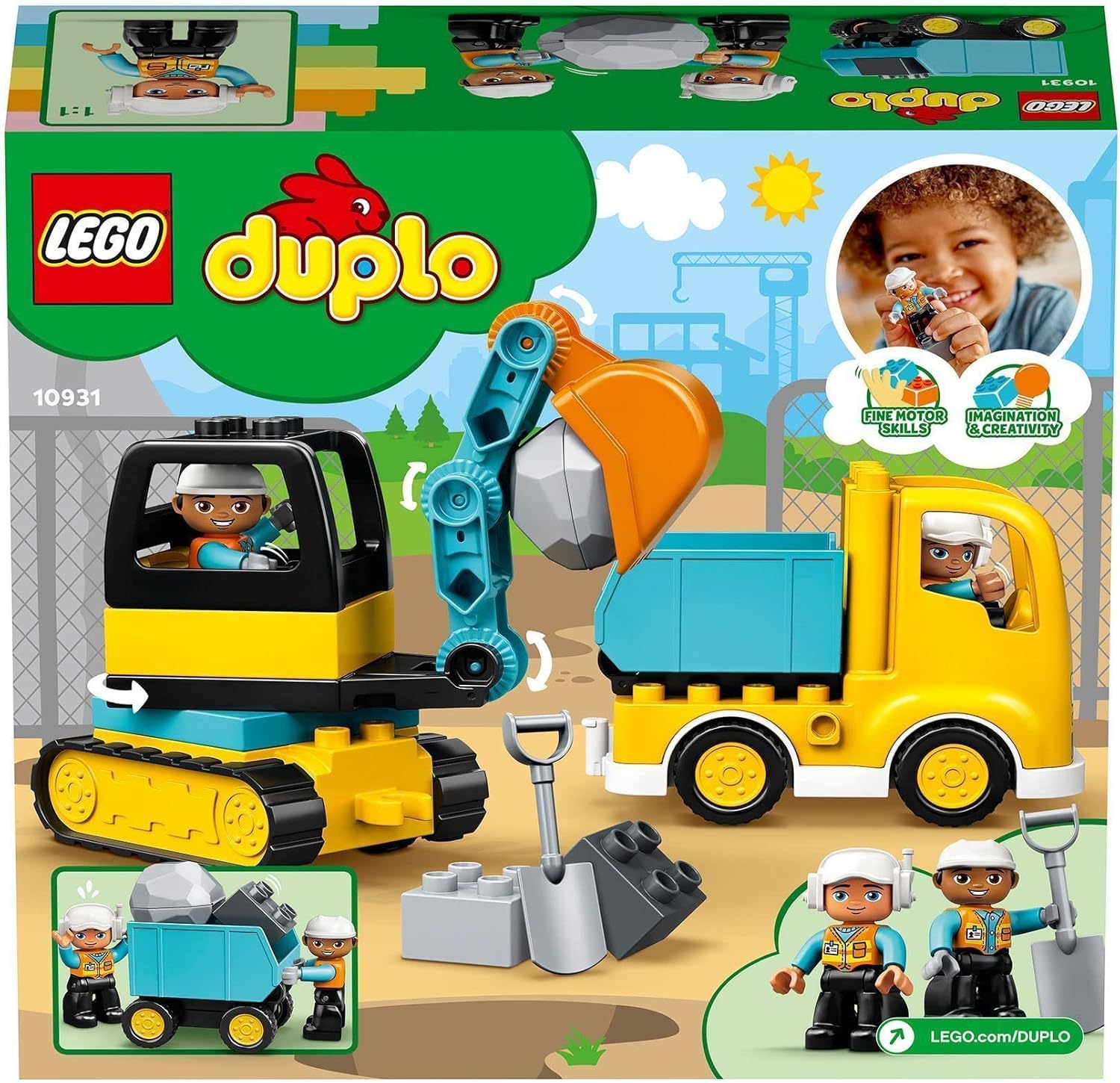 LEGO DUPLO Town Truck & Tracked Excavator Construction Playset for Toddlers 2+ 9
