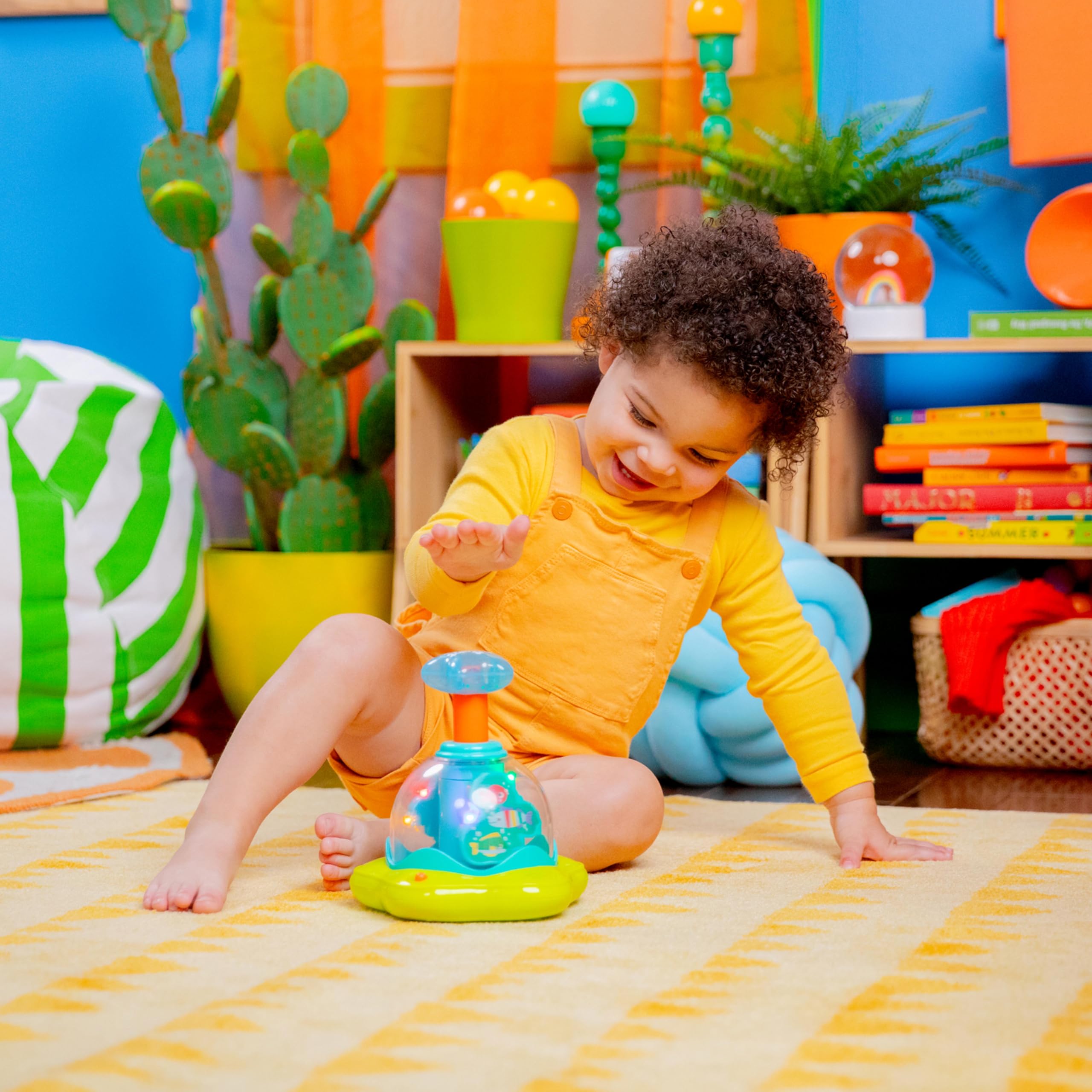 Bright Starts Press &amp; Glow Spinner - Light-Up Musical Activity Toy for 6+ Months 6