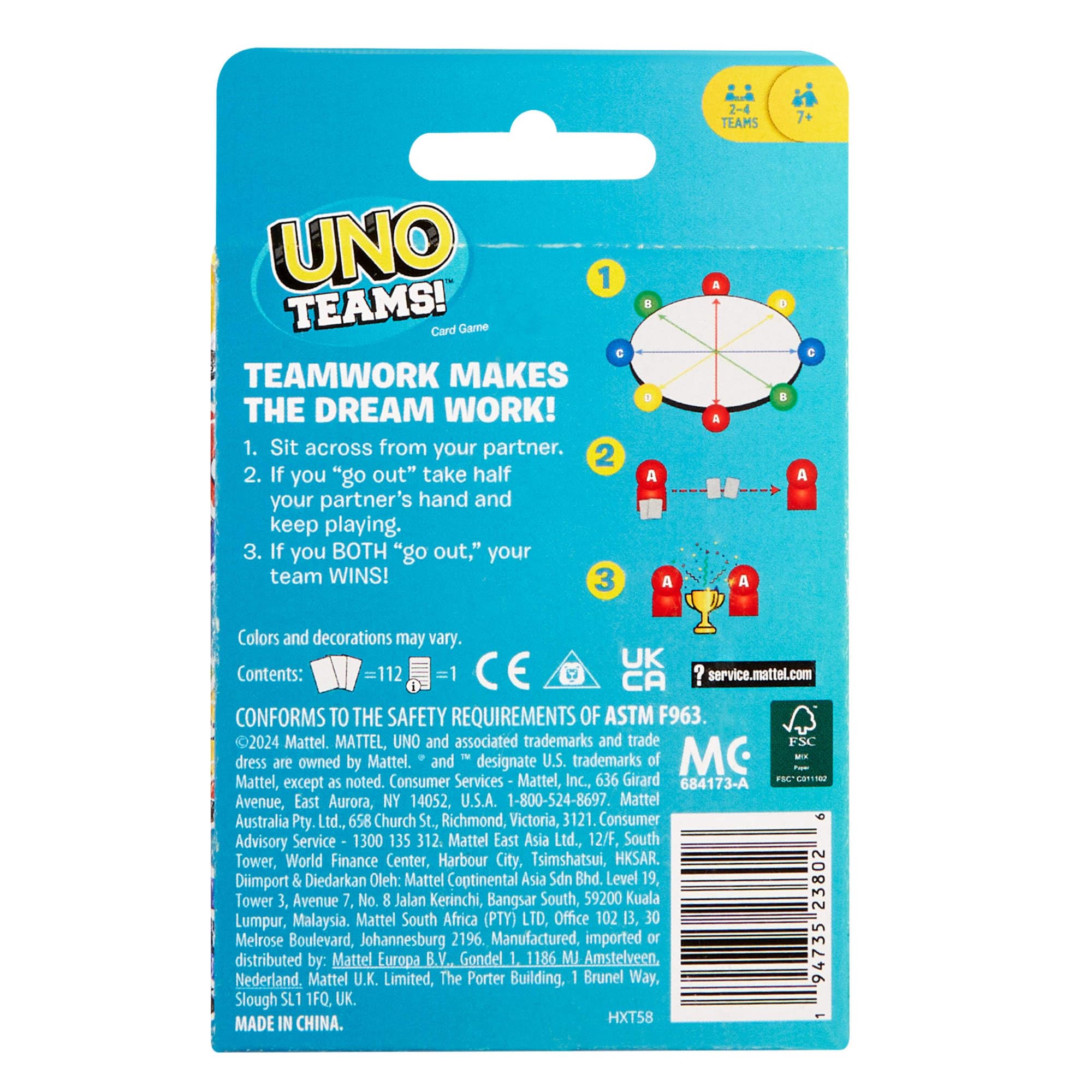 Mattel Games UNO Teams Card Game for Family and Game Nights 6