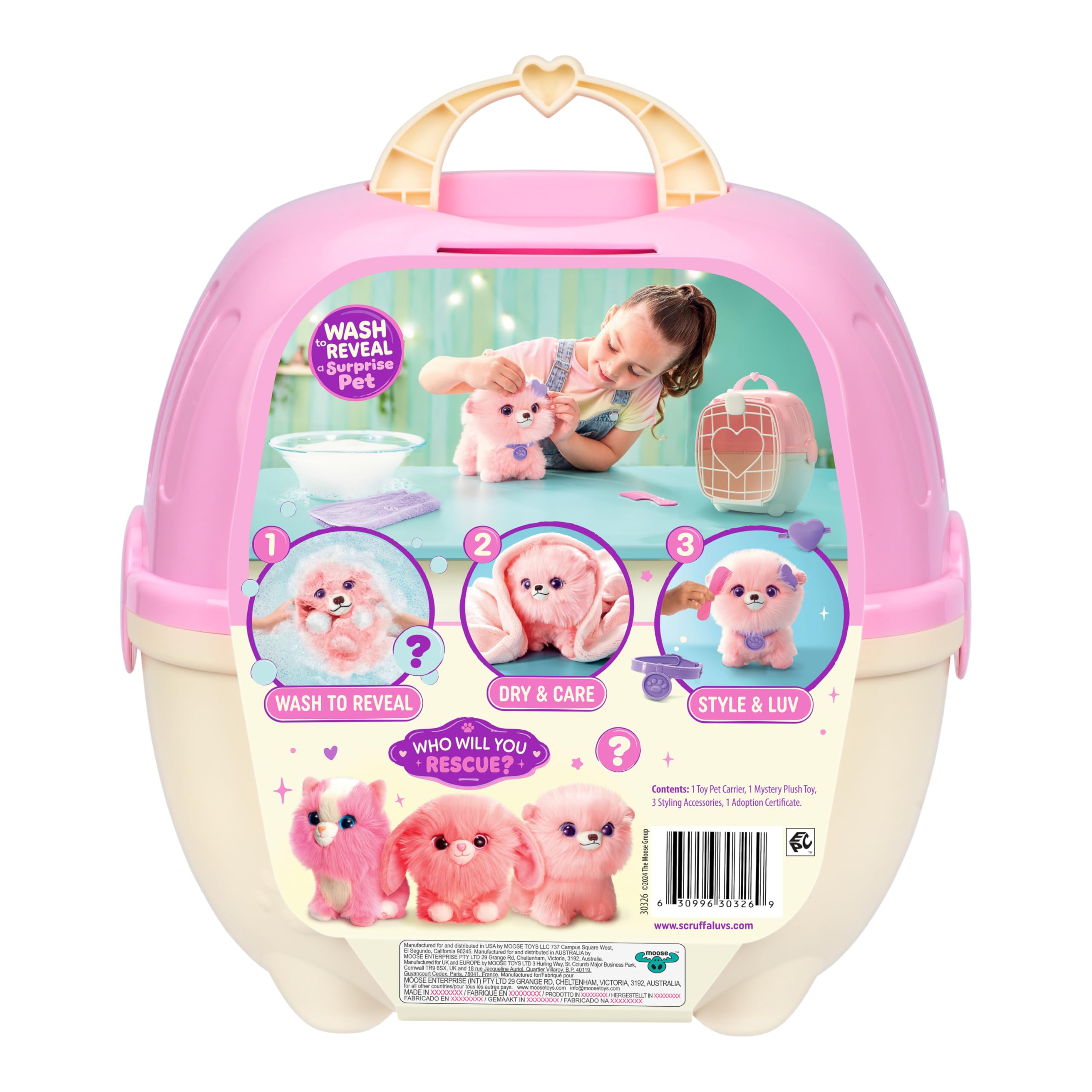 Scruff-a-Luvs Pet Scruffs Pink - Wash & Reveal Mystery Plush Toy, 7.5" Tall 6