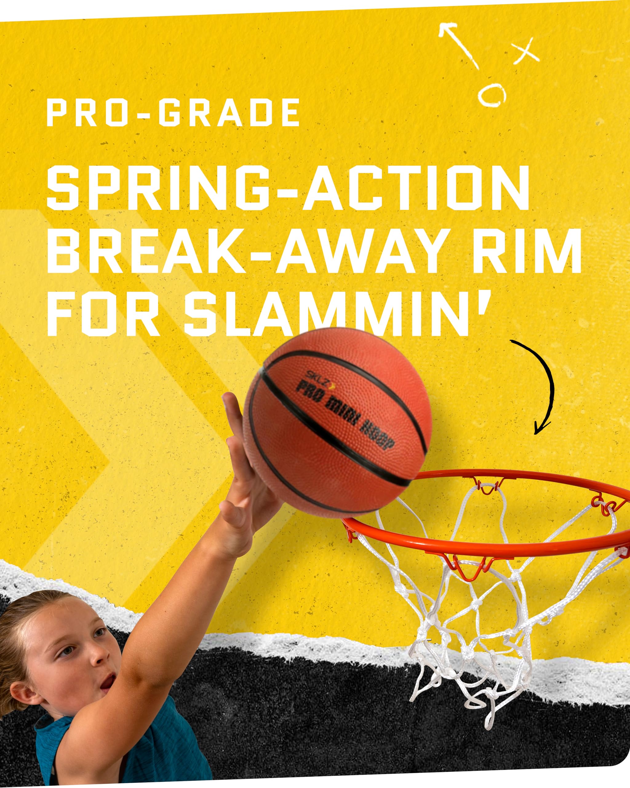 SKLZ Pro Mini Basketball Hoop - Spring-Action Break-Away Rim | 45.7 x 30.5 cm Backboard 3
