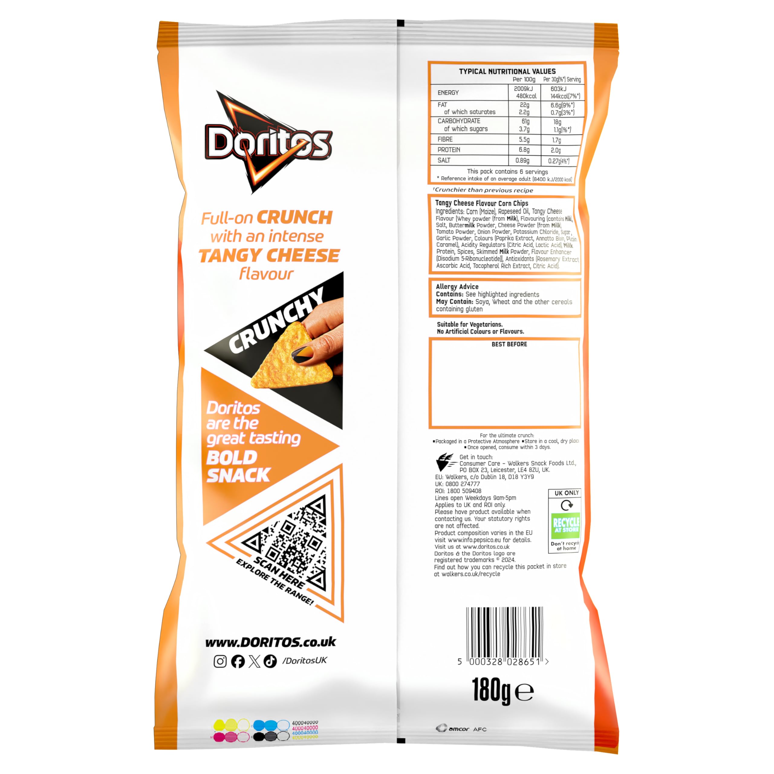 Doritos Tangy Cheese Flavour Tortilla Chips Sharing Bag 180g 4