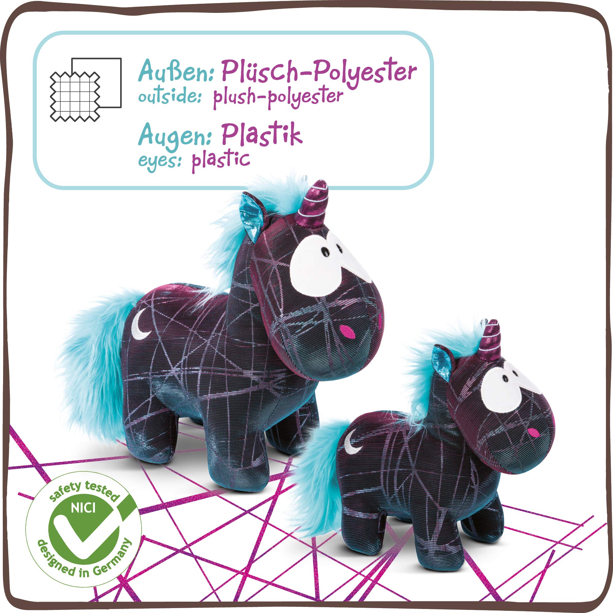 NICI 45712 Theodor & Friends Moon Beamer Special Edition Plush Unicorn - 22 cm, Black/Turquoise 10