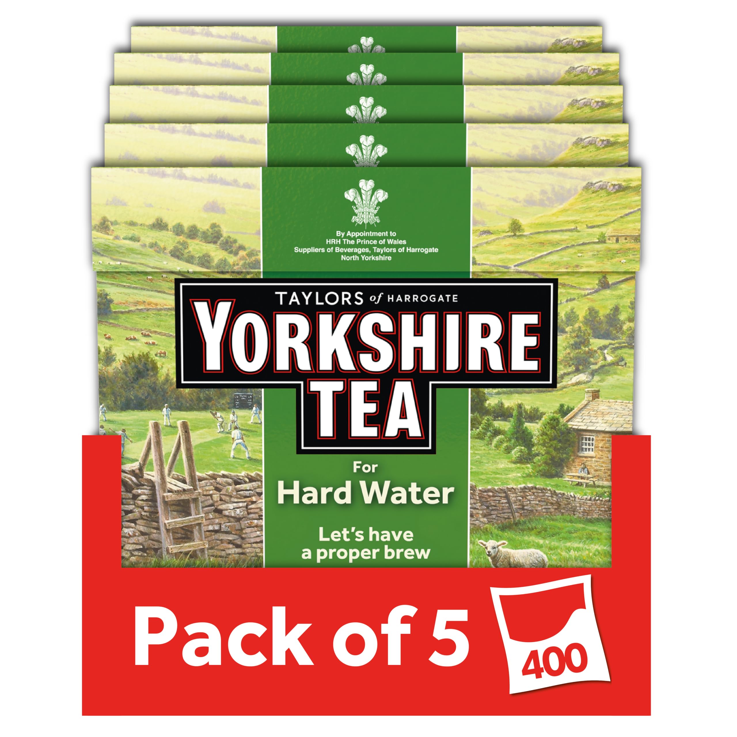 Yorkshire Tea Hard Water 5 Boxes of 80 Tea Bags (400 Total Bags)