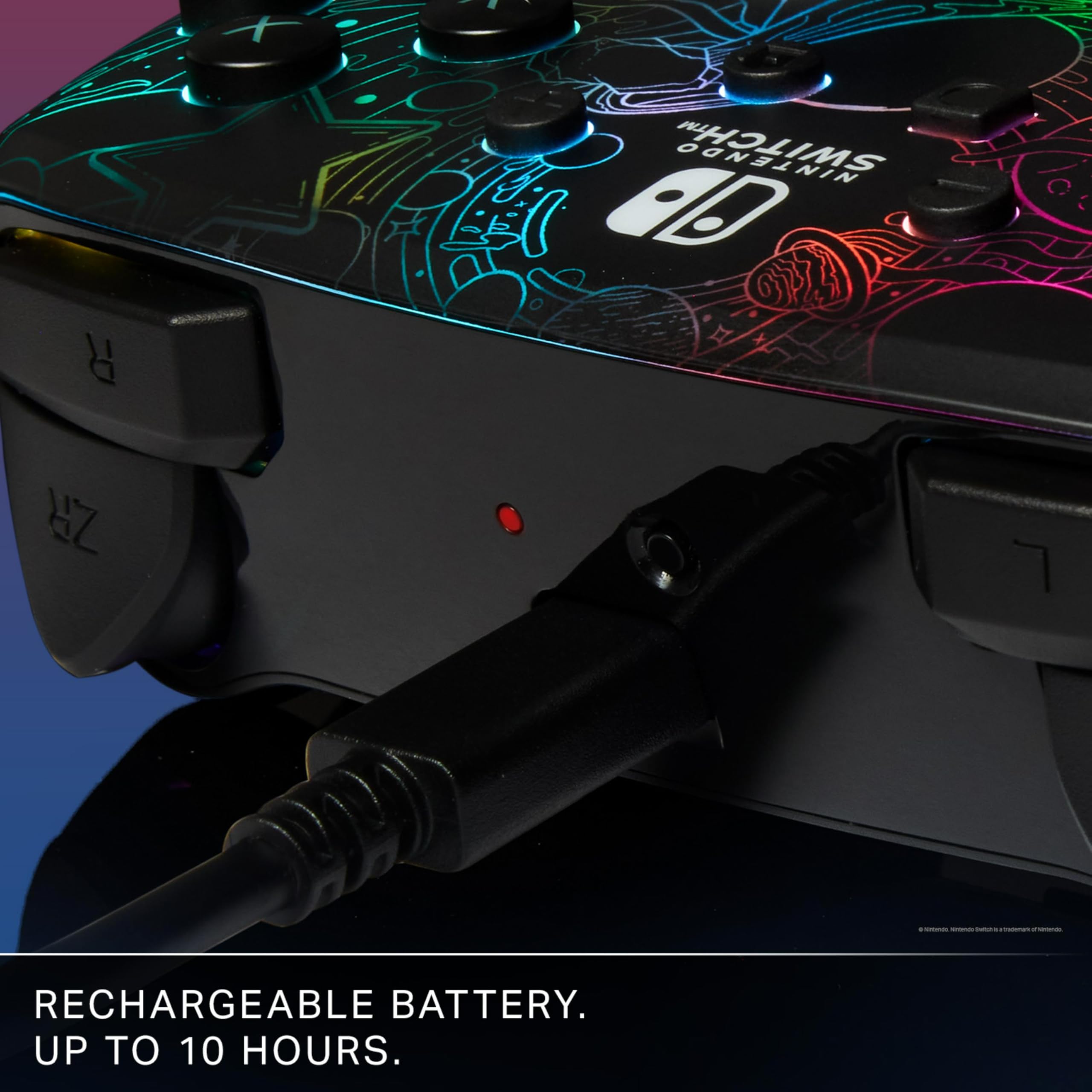 PowerA Enhanced Wireless Controller for Nintendo Switch - Galactic Vortex with Lumectra RGB Lighting, Mappable Buttons, Motion Controls, Officially Licensed 14