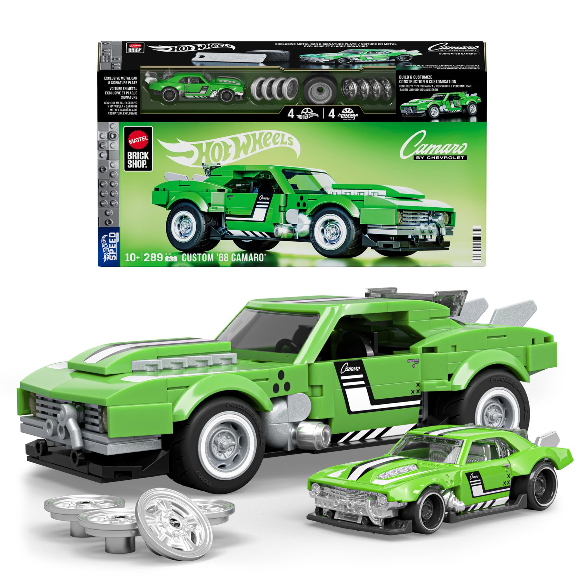 Mattel Brick Shop Hot Wheels Speed Series Building Set - Custom ’68 Camaro (290 Pieces, Ages 10+)