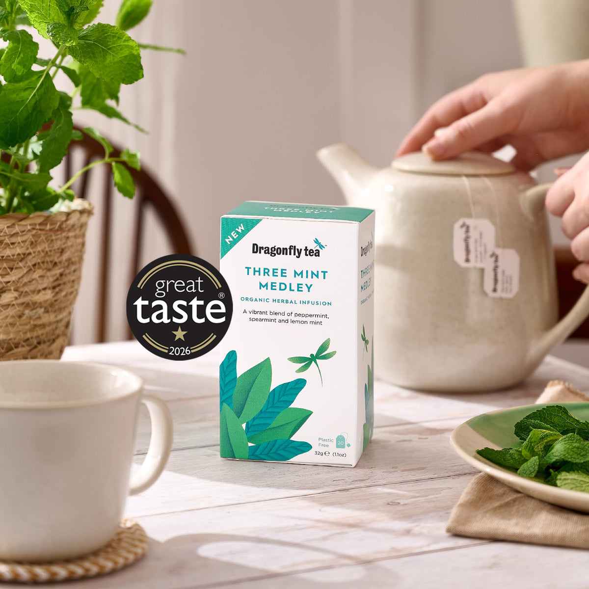 Dragonfly Three Mint Medley Organic Tea Bags - 4 x 20 Bags