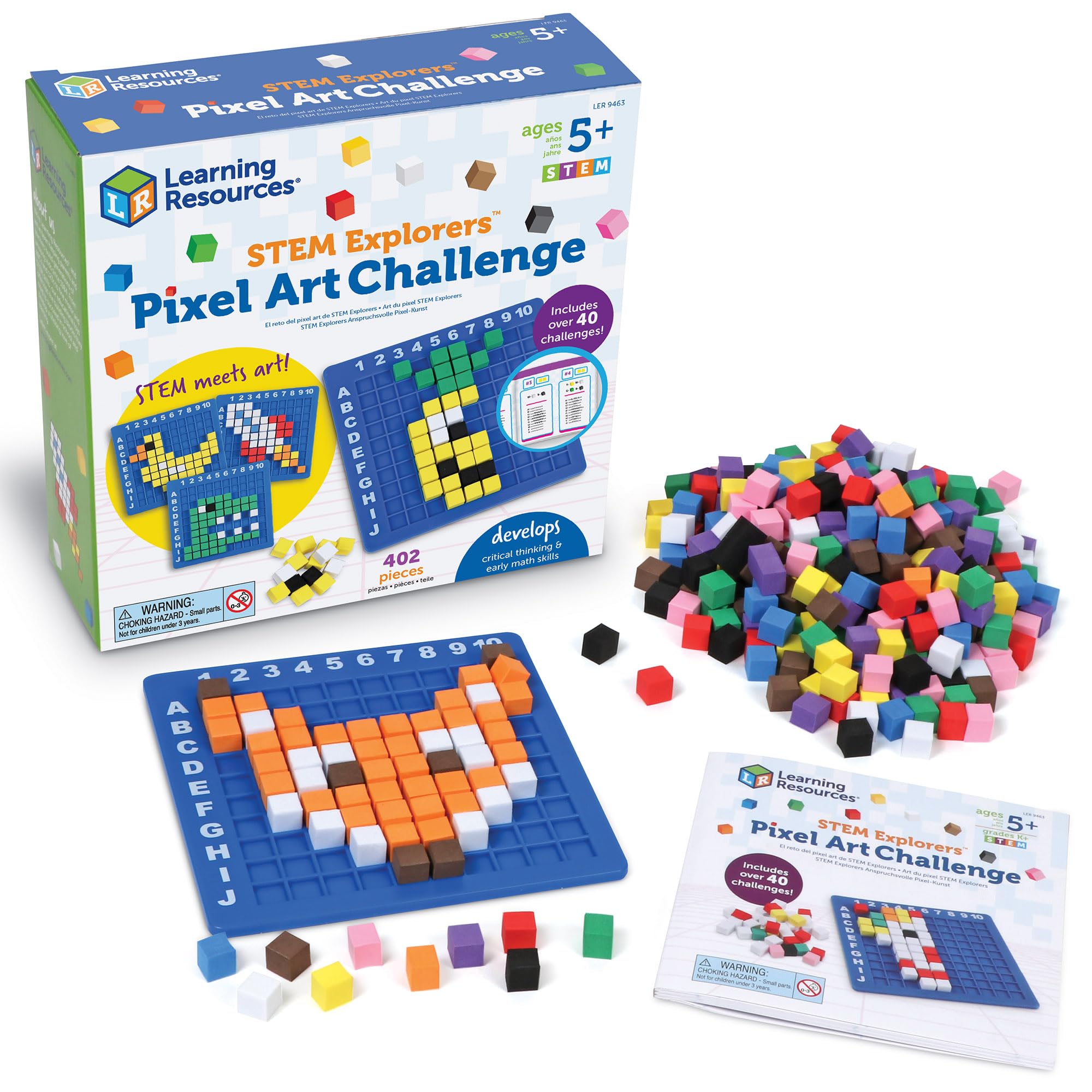 Learning Resources STEM Explorers Pixel Art Challenge - 400+ Pieces, Ages 5+ | Coding & Logic Kit