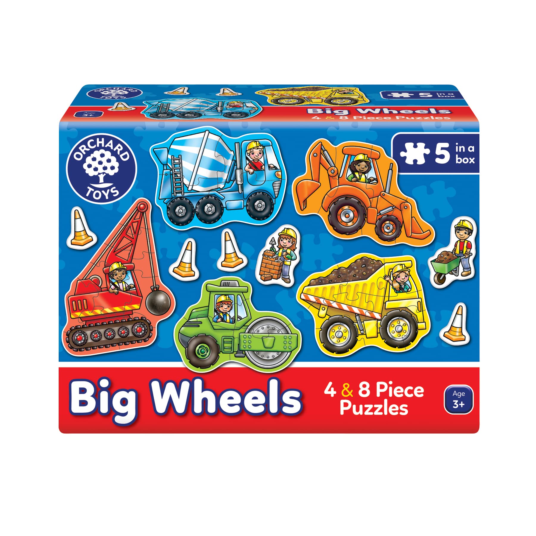 Orchard Toys Big Wheels Jigsaw Puzzle - 4 & 8-Piece Vehicle Puzzles for Toddlers 7