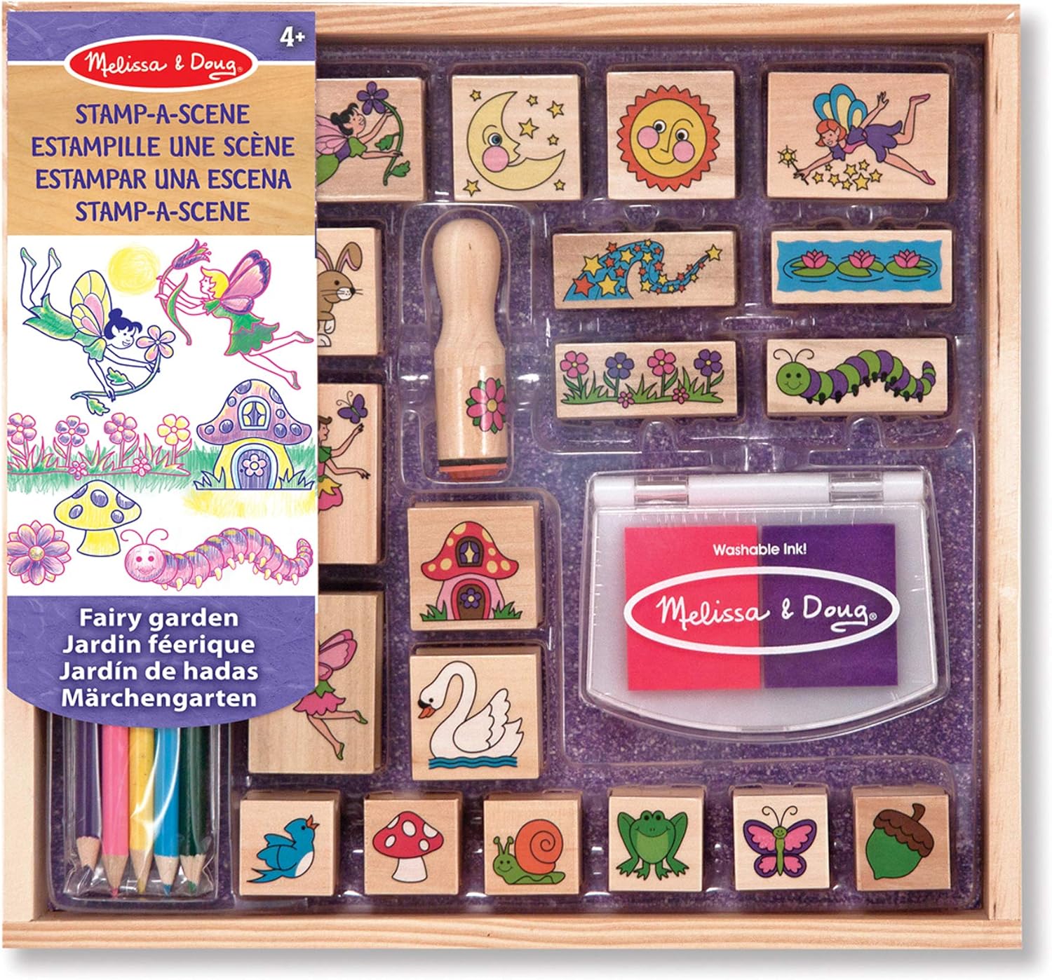 Melissa & Doug Stamp-a-Scene Fairy Garden - Wooden Stamp Set for Kids 4+ 9