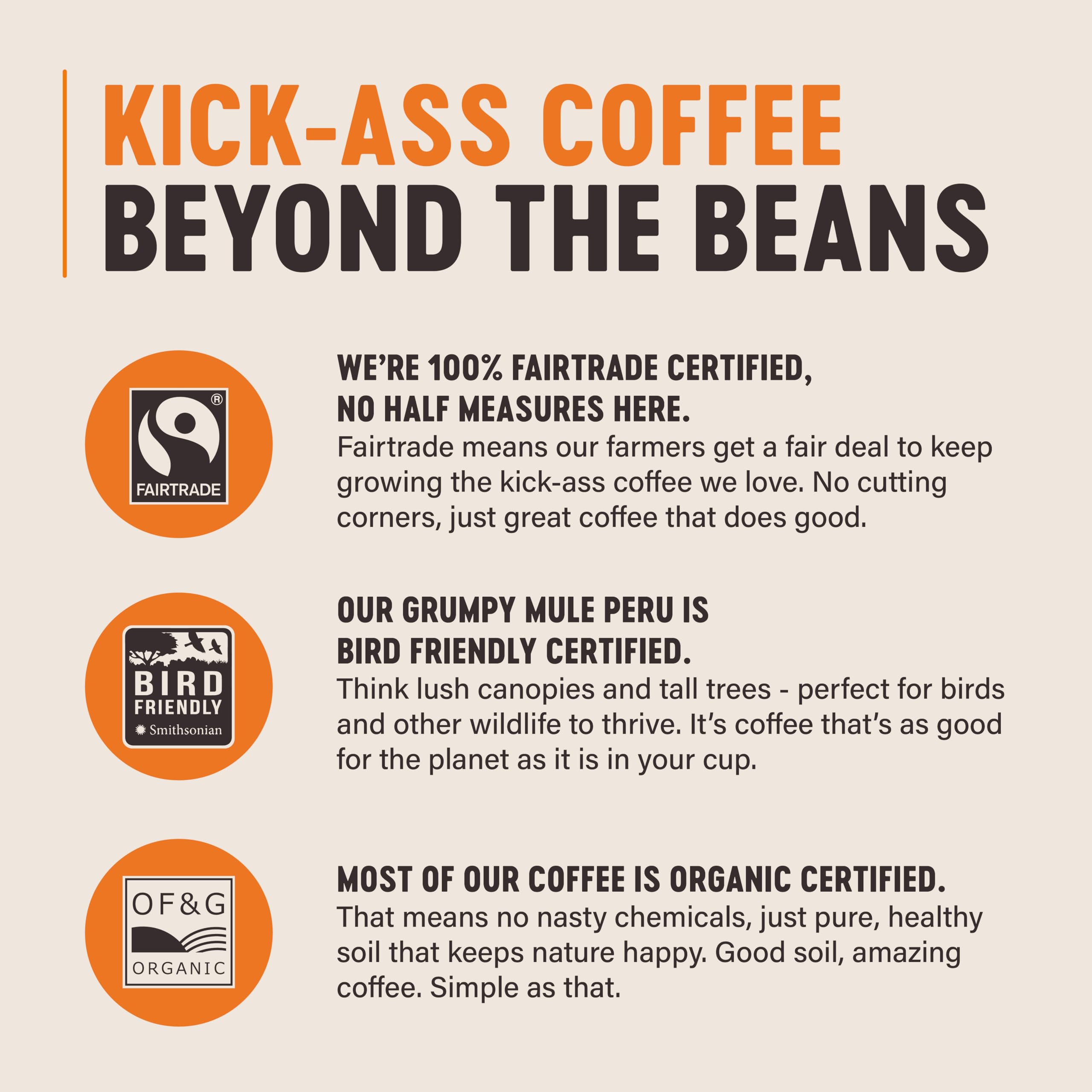 Grumpy Mule Top Notch Organic Blend Whole Coffee Beans - 500g 5