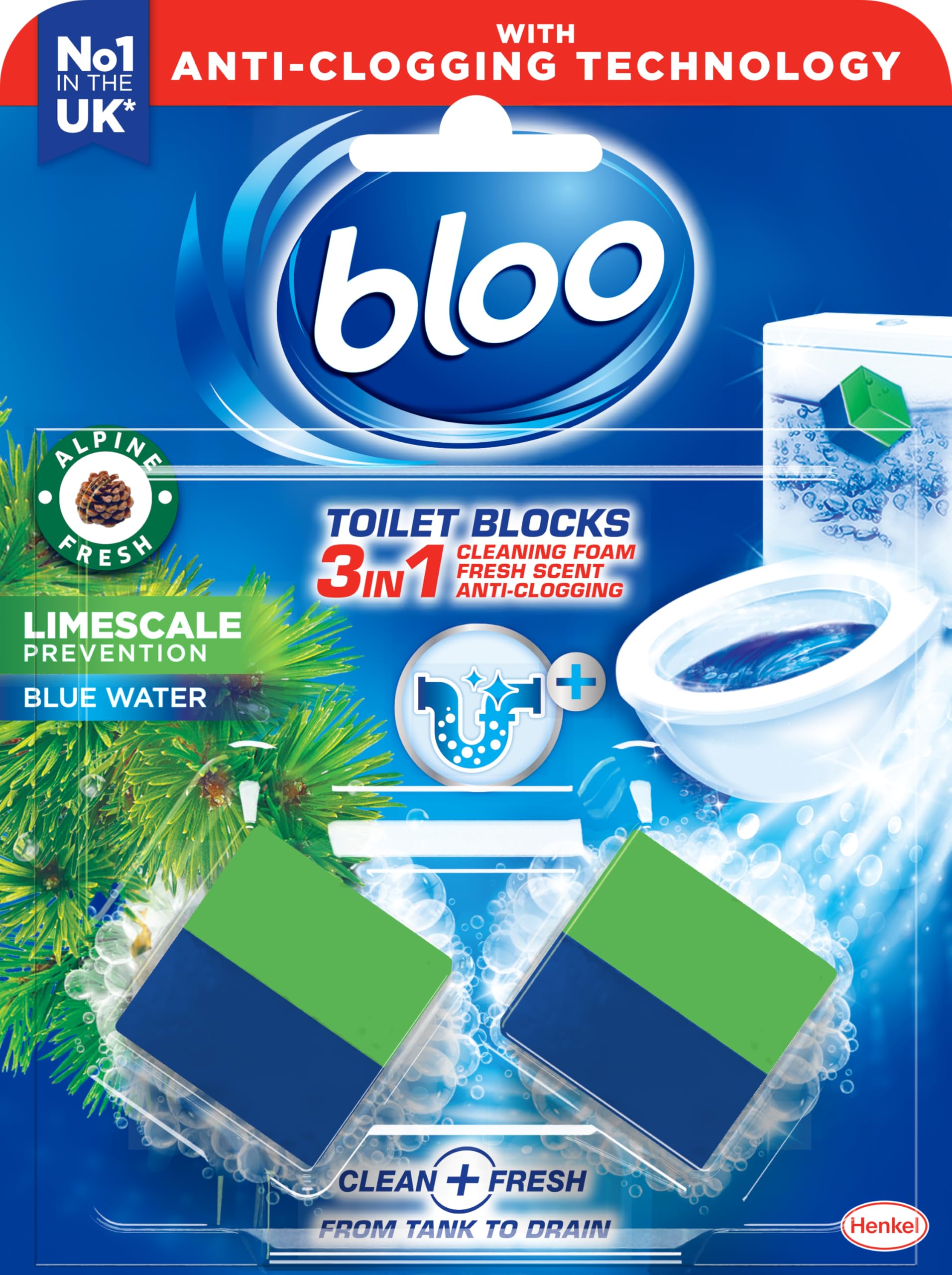 Bloo 3in1 Toilet Blocks - Limescale Remover & Cleaner | 2 Count Pack