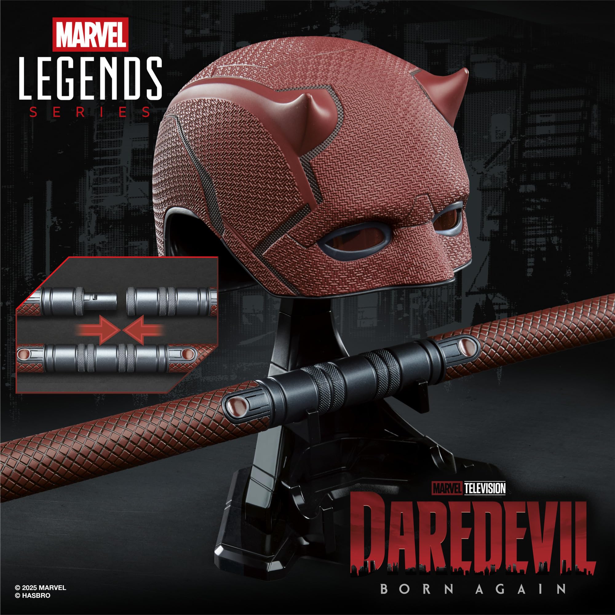 Marvel Legends Daredevil: Born Again Roleplay Mask and Billy Club Set | 1:1 Scale Wearable 3