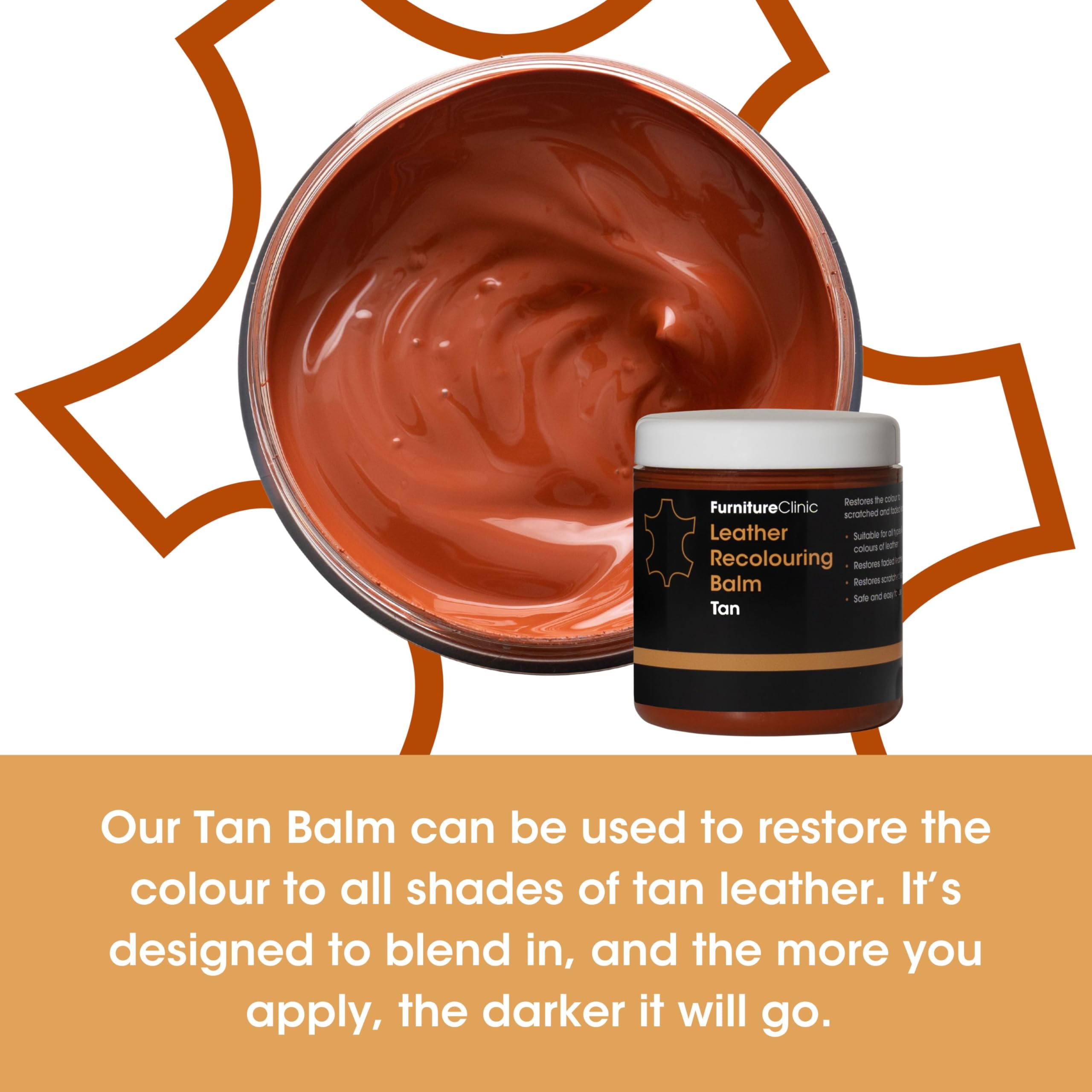Furniture Clinic Leather Recolouring Balm - Tan Shade for Faded & Scratched Sofas, Car Seats, Shoes, Bags and Clothing 8