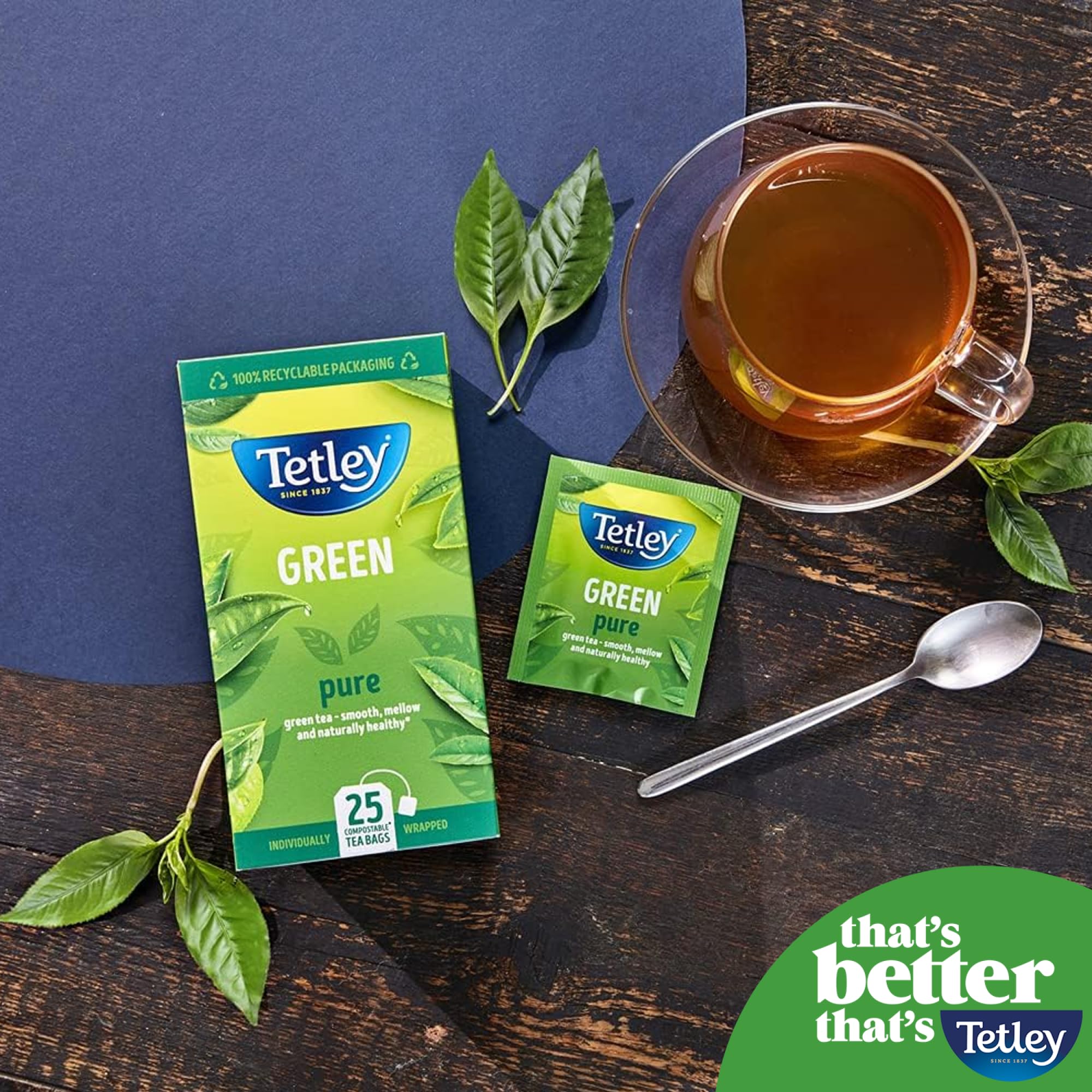 Tetley Pure Green Tea Bags - Naturally Smooth & Refreshing - Rainforest Alliance Certified - 150 Teabags (6x25) 5