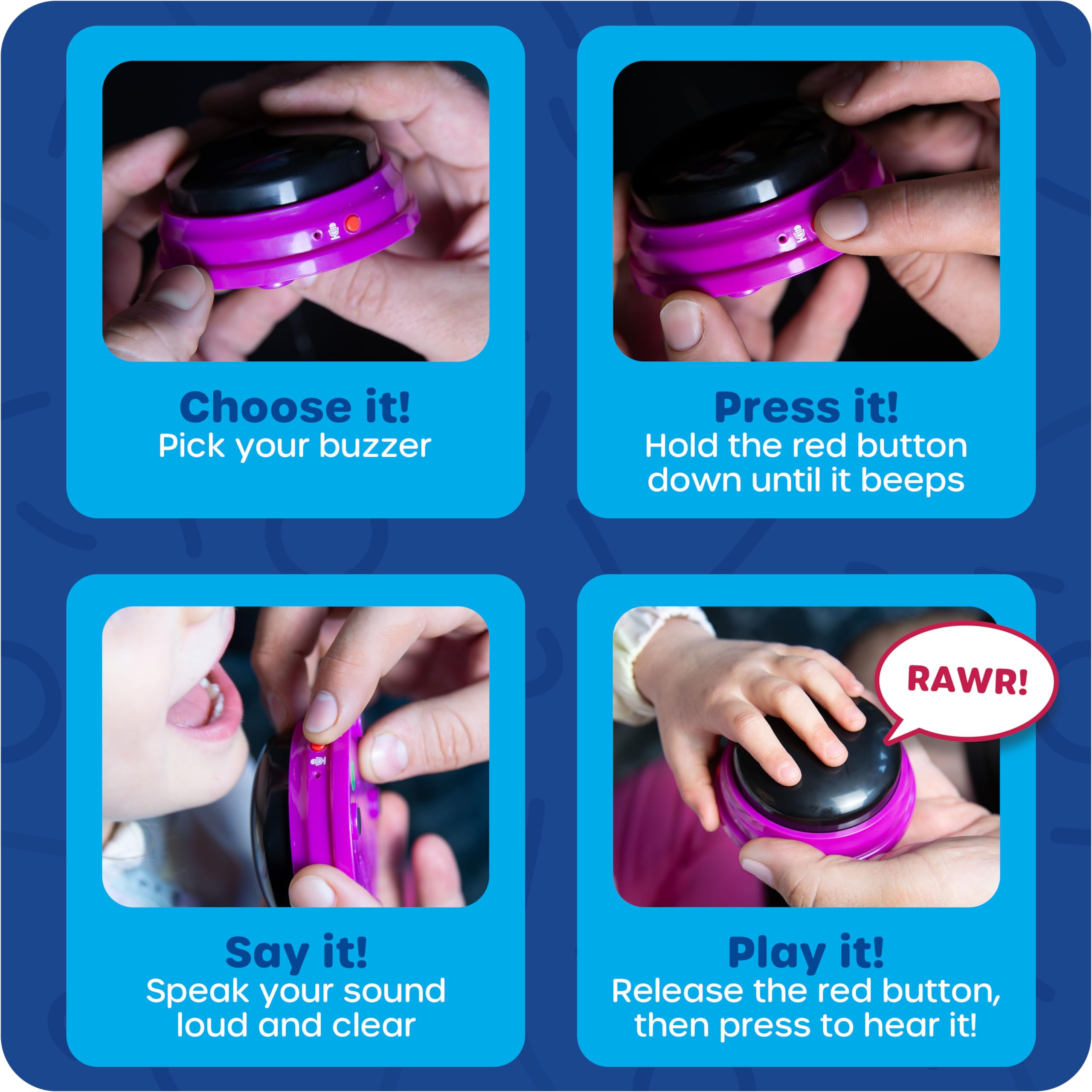 Learning Resources Recordable Answer Buzzers - 7-Second Sound Recording, 4-Color Set, Ages 3+ 9