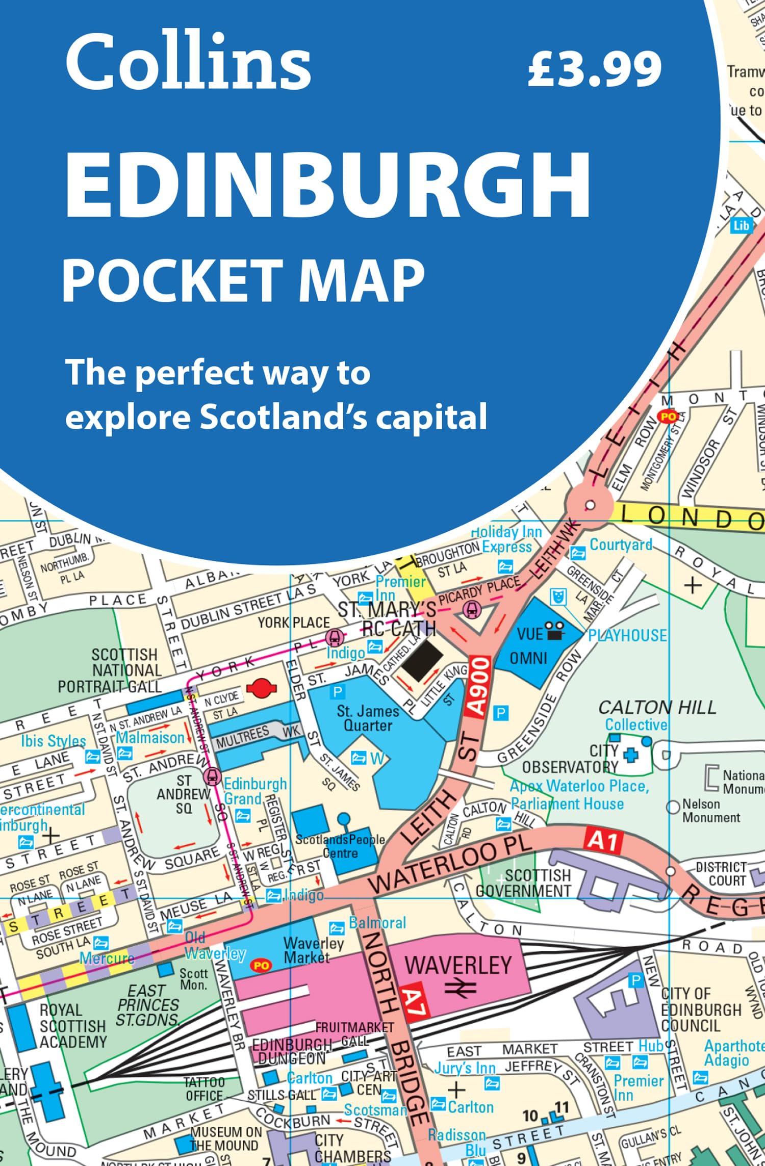 Collins Edinburgh Pocket Map - Full Color, Folded Map, English Language