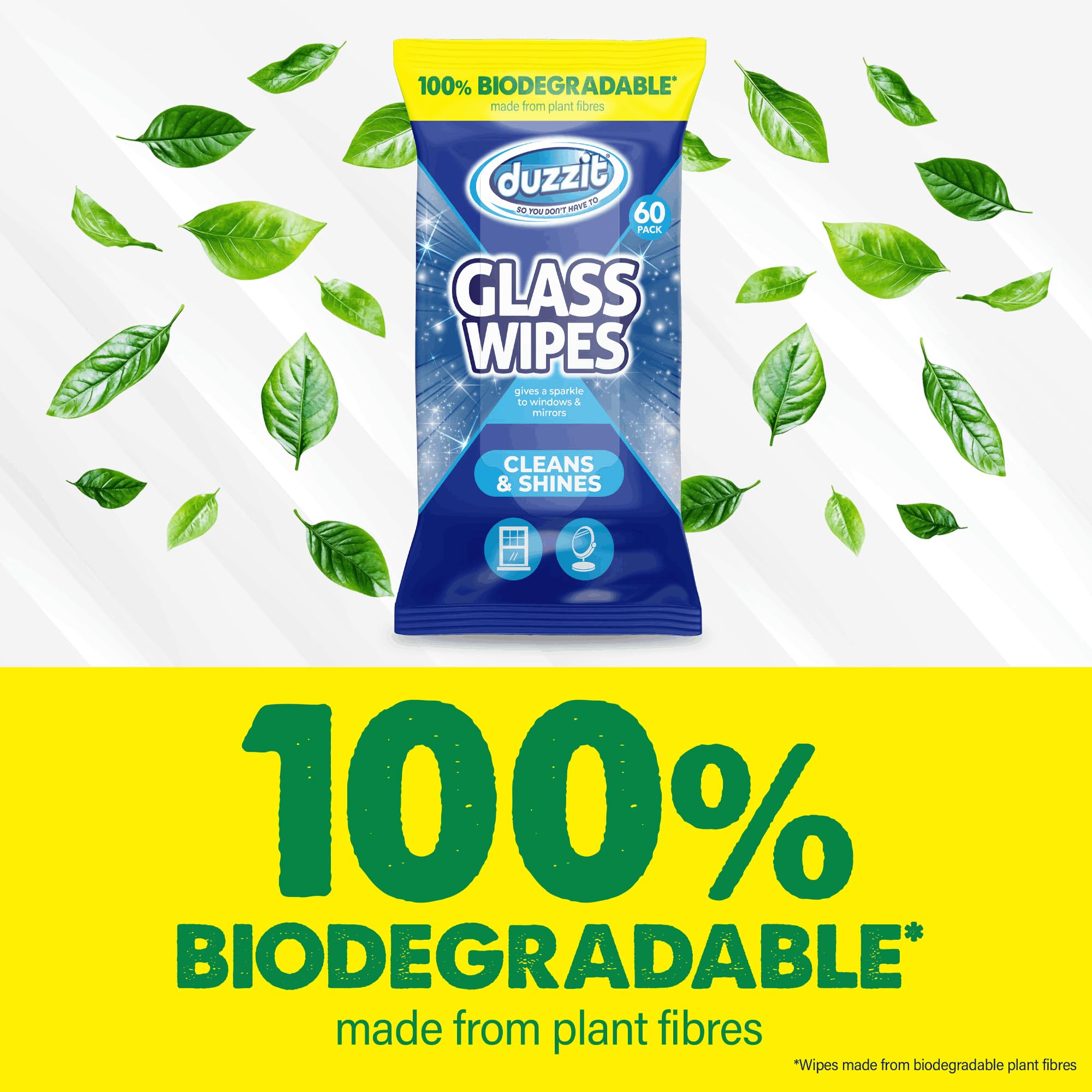 Duzzit Glass Wipes - Streak-Free Shine | 60 Count | Citrus Scent 3