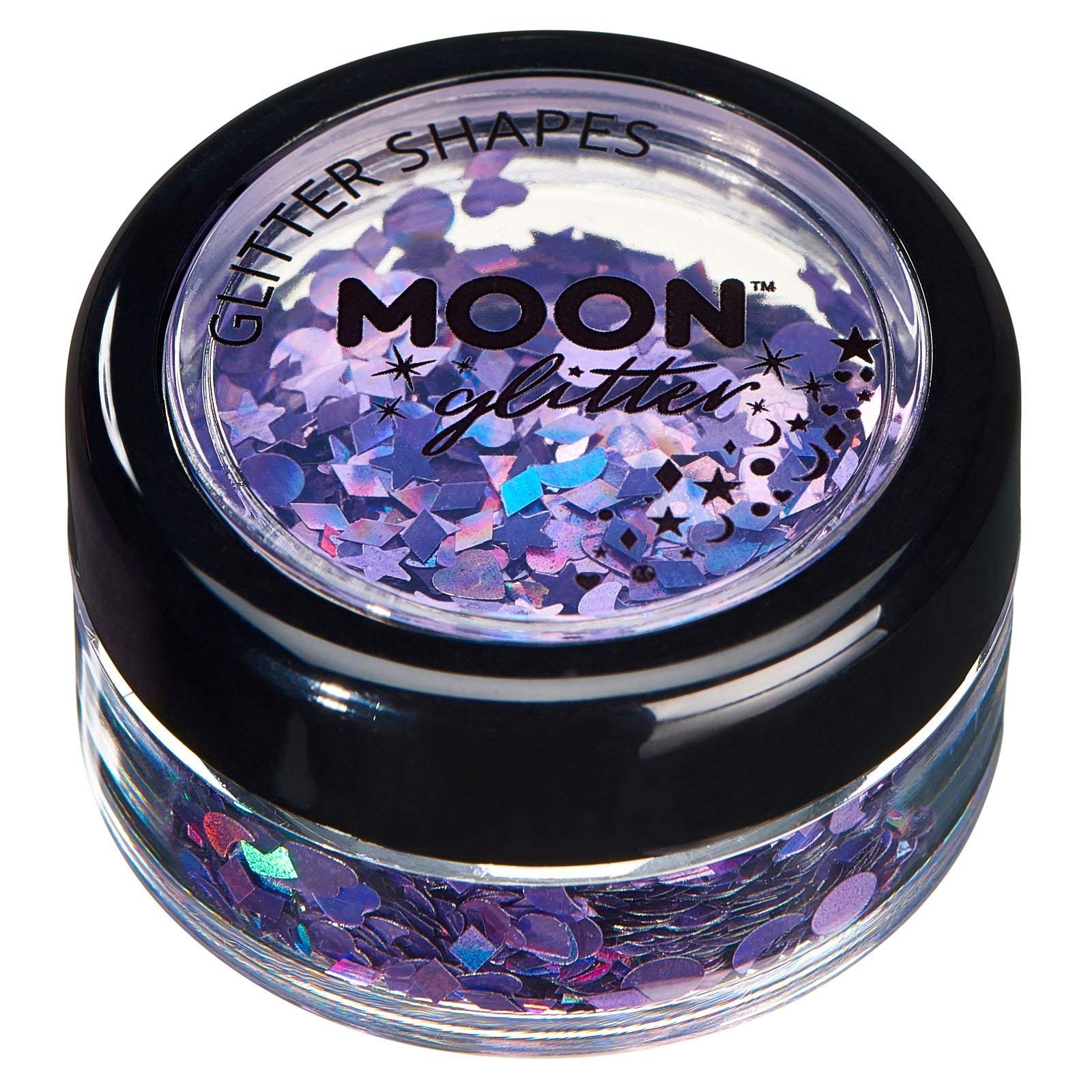 Moon Glitter - Holographic Glitter Shapes (3g) - Purple Cosmetic Glitter for Face, Body, Hair, Nails