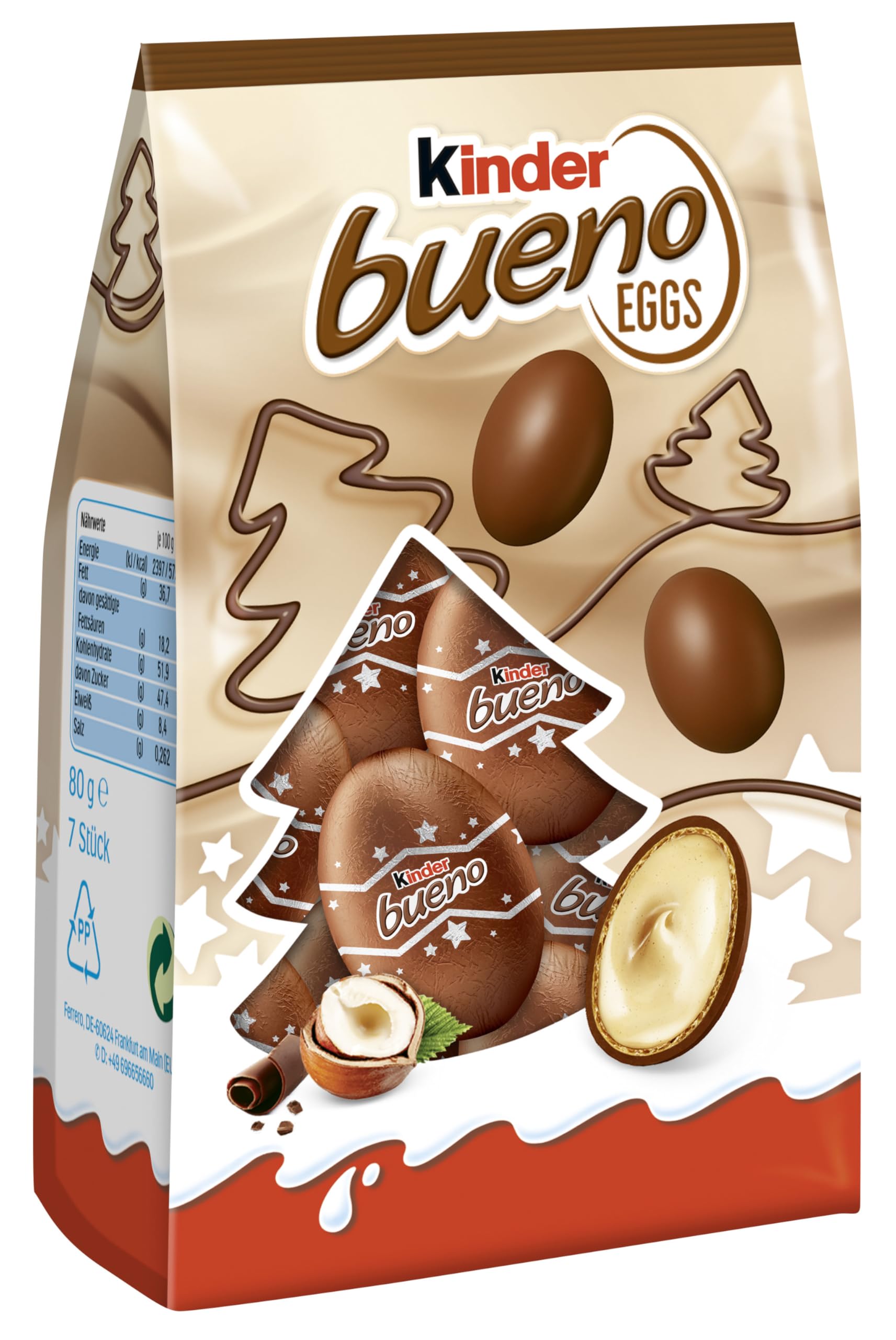 Kinder Bueno Mini Chocolate Christmas Eggs, Colourful Treat Bag for Sharing