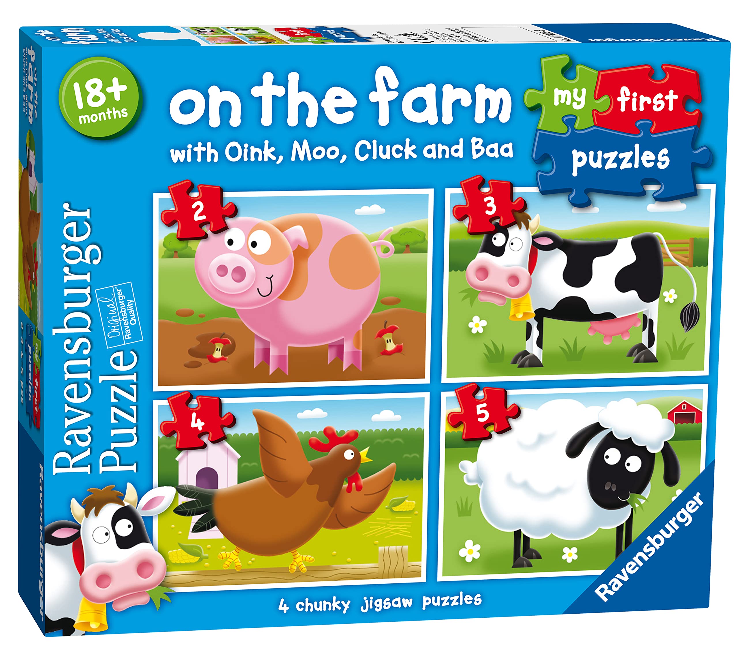 Ravensburger On The Farm My First Jigsaw Puzzles - 2, 3, 4 & 5 Piece Puzzles for Toddlers 18 Months+