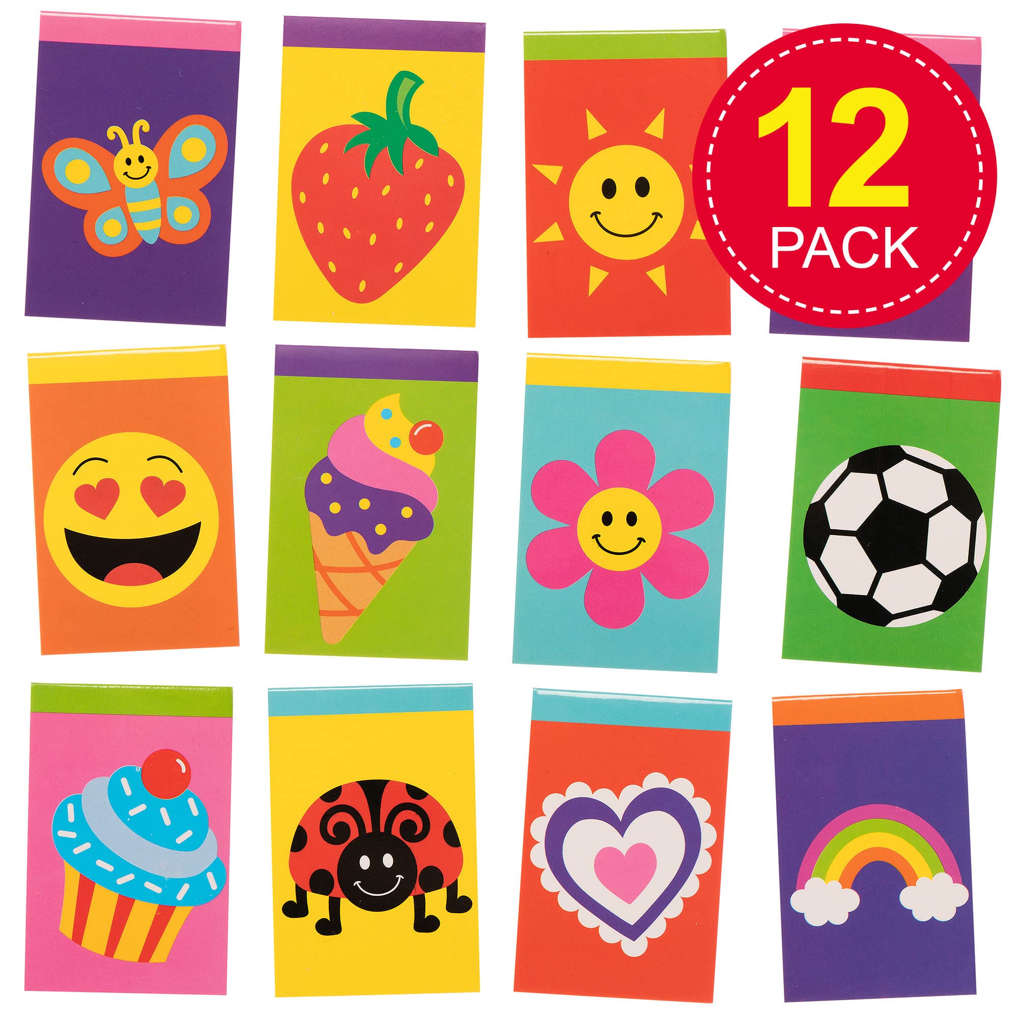 Baker Ross Novelty Notebooks - Pack of 12 Assorted Designs | Pocket Size Memo Pads for Party Favours