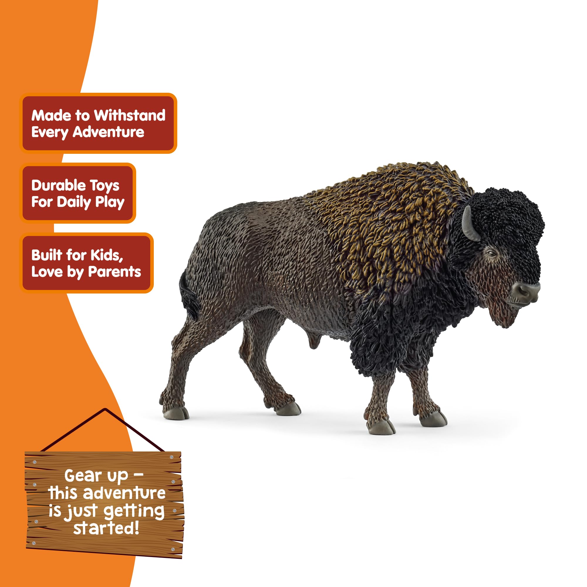 Schleich Wild Life North American Bison Figurine - Realistic Animal Play Figure for Kids 3+ 4
