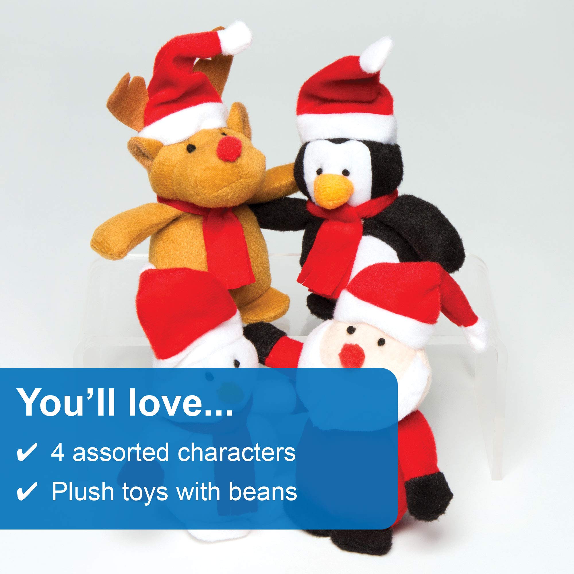 Baker Ross Christmas Bean Pals Cuddly Toys - 4 Assorted Plush Characters for Kids 7