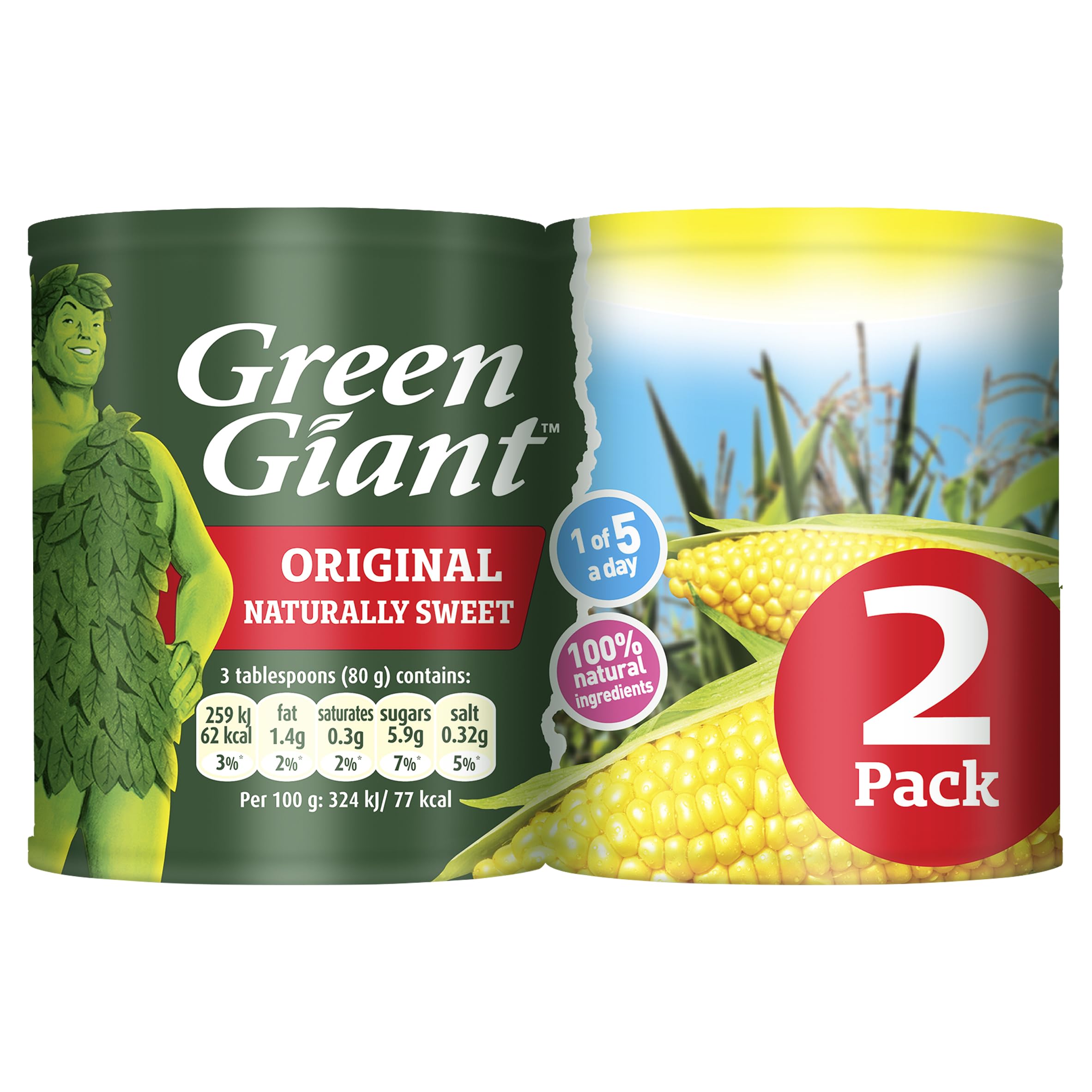 Green Giant Original Sweet Corn - Whole Kernels | 2 x 198g Cans