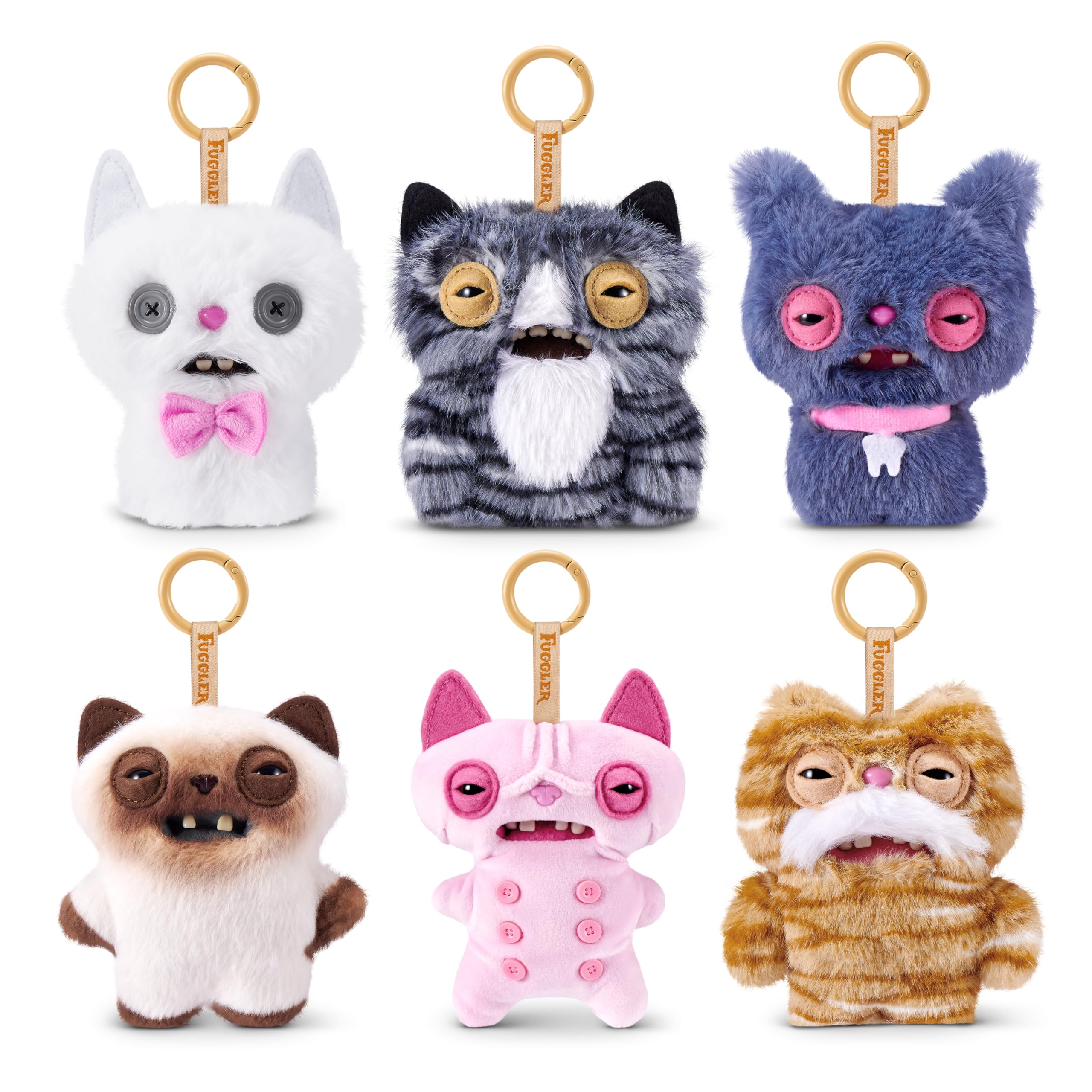 Fuggler Alley Cat KeyRing - 5 Inch Plush Collectible (6 Pack) 1