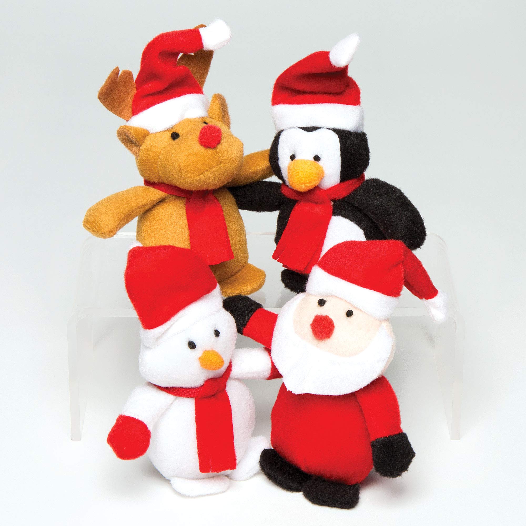 Baker Ross Christmas Bean Pals Cuddly Toys - 4 Assorted Plush Characters for Kids 10
